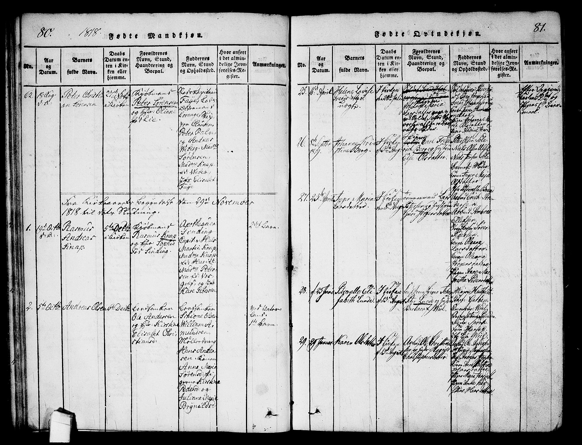 Halden prestekontor Kirkebøker, SAO/A-10909/G/Ga/L0001: Parish register (copy) no. 1, 1815-1833, p. 80-81