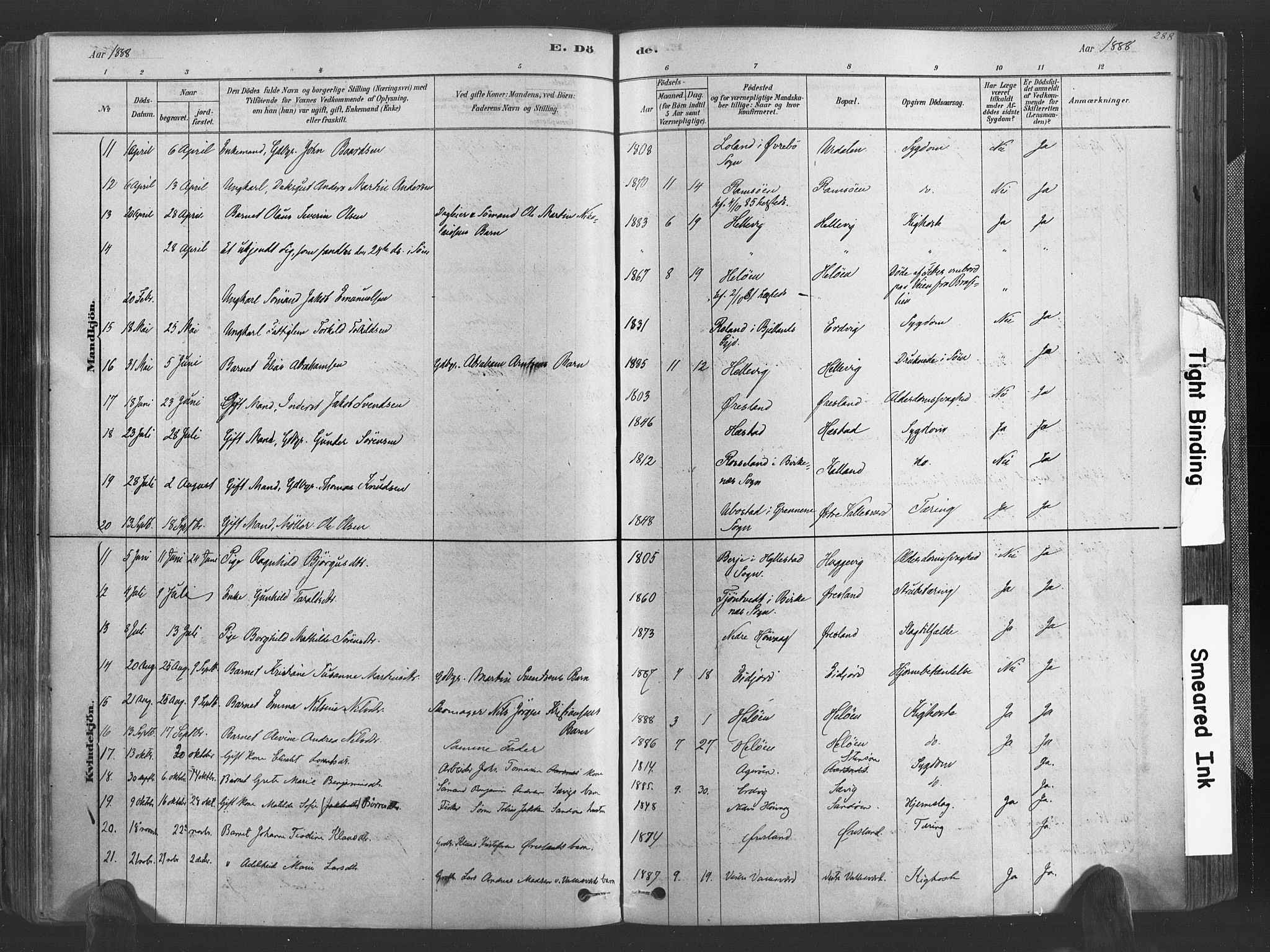 Høvåg sokneprestkontor, SAK/1111-0025/F/Fa/L0005: Parish register (official) no. A 5, 1878-1893, p. 288