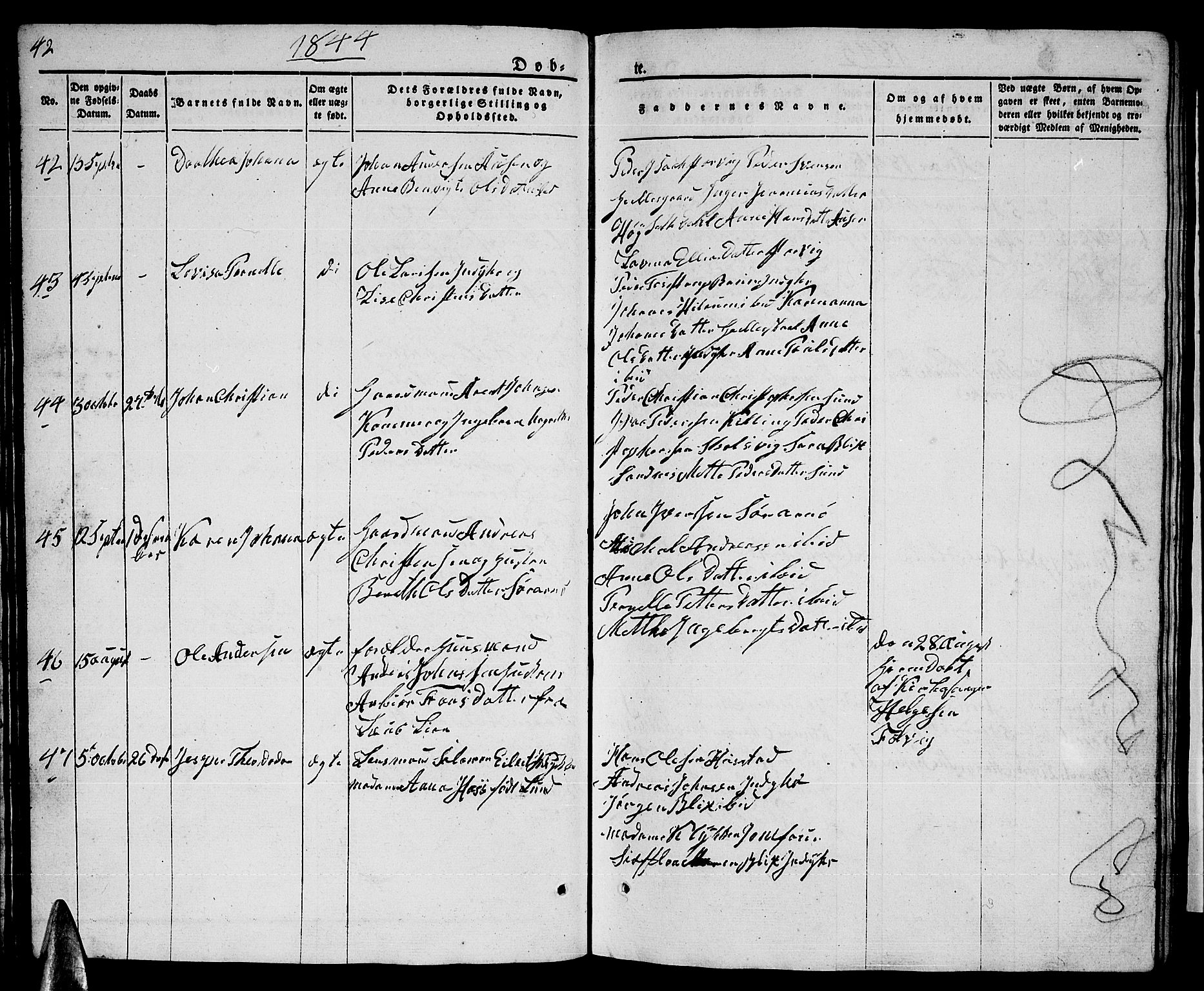 Ministerialprotokoller, klokkerbøker og fødselsregistre - Nordland, AV/SAT-A-1459/805/L0106: Parish register (copy) no. 805C02, 1841-1861, p. 42