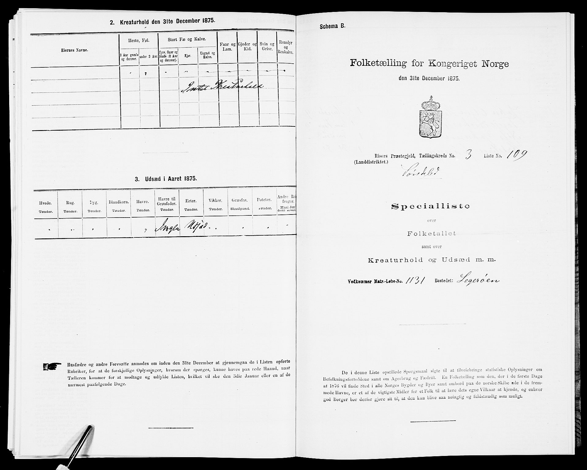 SAK, 1875 census for 0913L Risør/Søndeled, 1875, p. 596