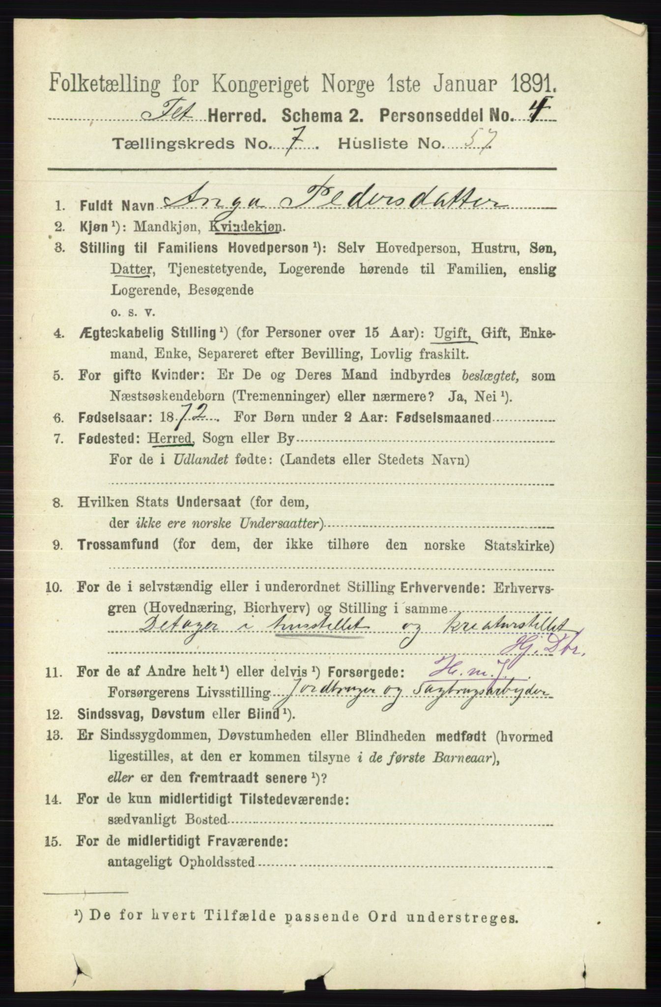 RA, 1891 census for 0227 Fet, 1891, p. 2771