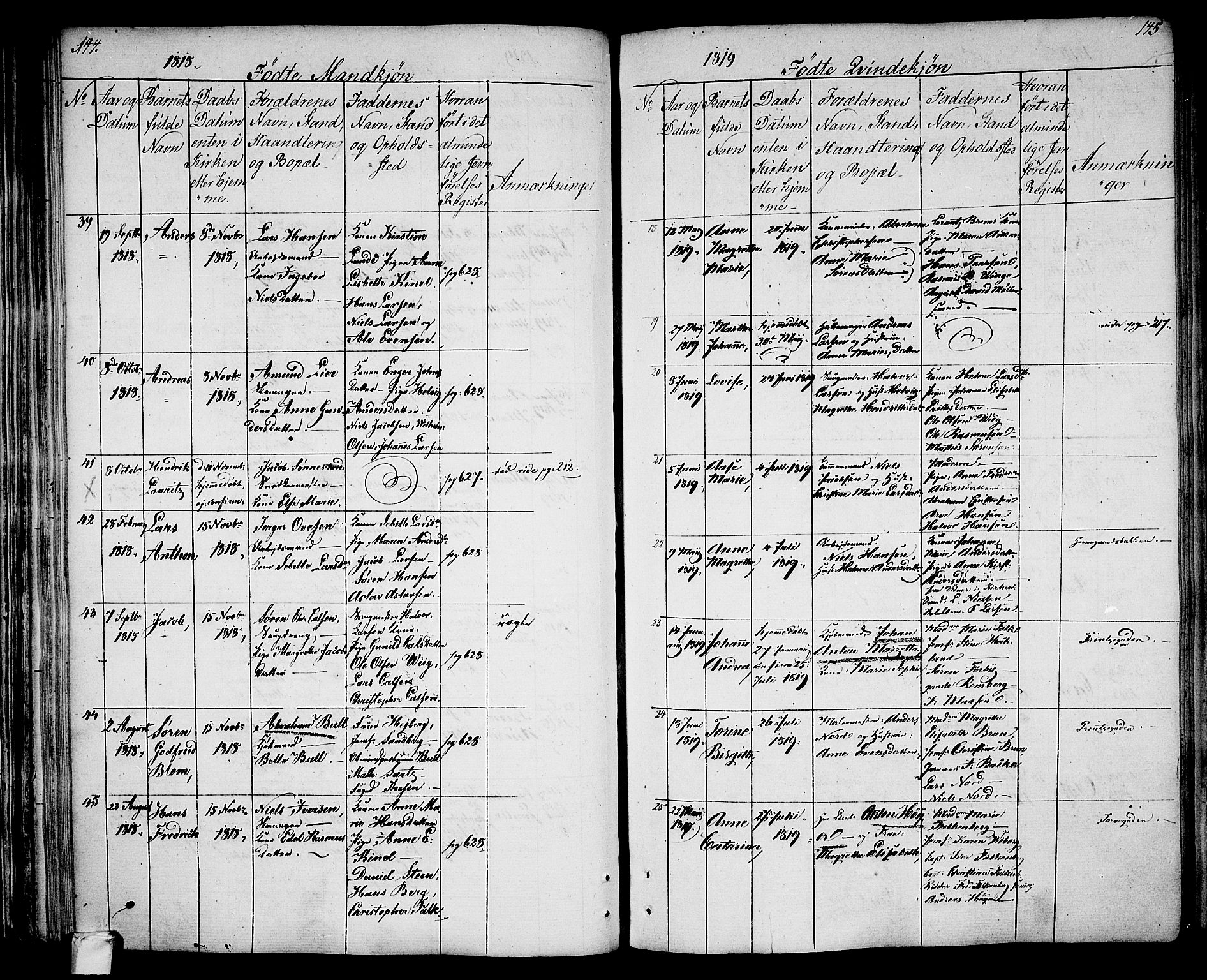 Larvik kirkebøker, AV/SAKO-A-352/G/Ga/L0002: Parish register (copy) no. I 2, 1807-1830, p. 144-145