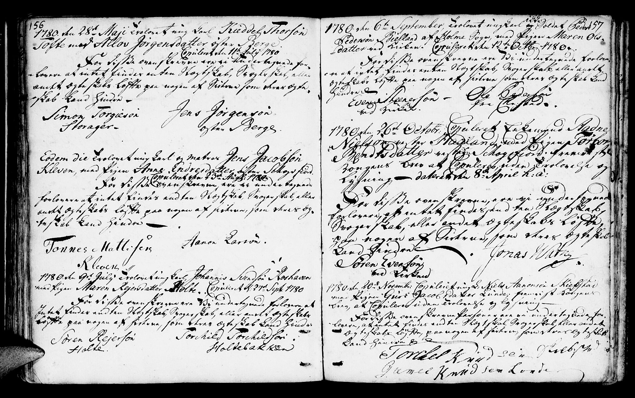 Mandal sokneprestkontor, AV/SAK-1111-0030/F/Fa/Faa/L0006: Parish register (official) no. A 6, 1755-1783, p. 156-157