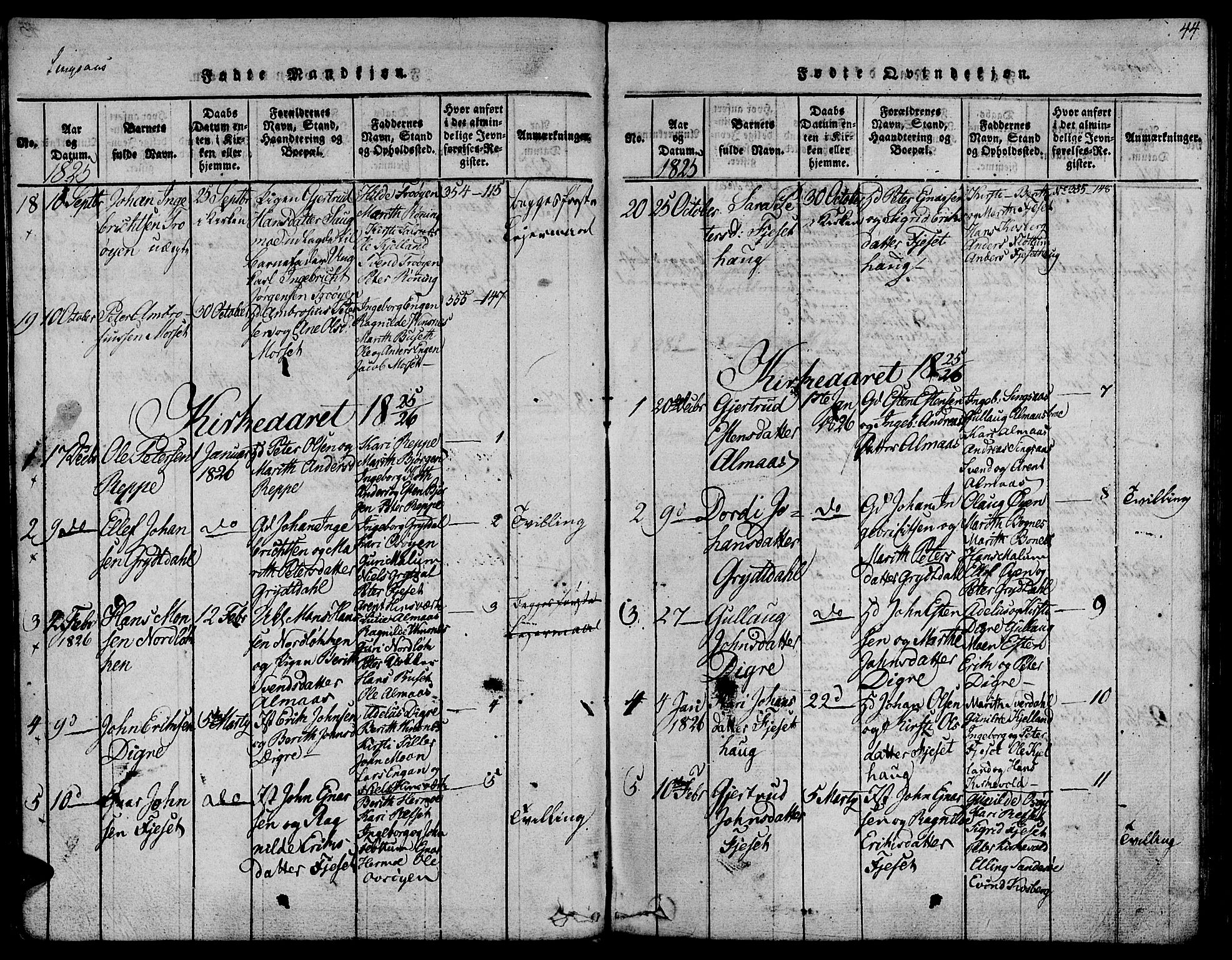 Ministerialprotokoller, klokkerbøker og fødselsregistre - Sør-Trøndelag, SAT/A-1456/685/L0955: Parish register (official) no. 685A03 /2, 1817-1829, p. 44