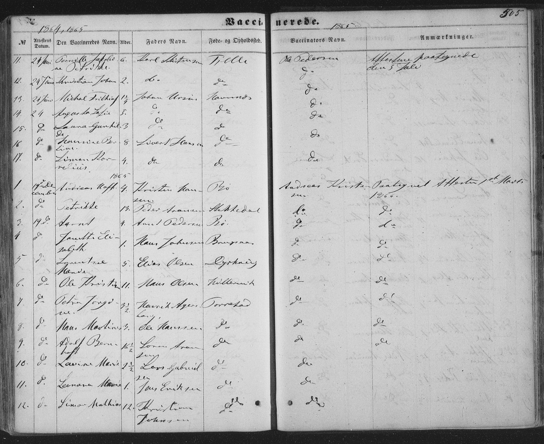 Ministerialprotokoller, klokkerbøker og fødselsregistre - Nordland, SAT/A-1459/863/L0896: Parish register (official) no. 863A08, 1861-1871, p. 505