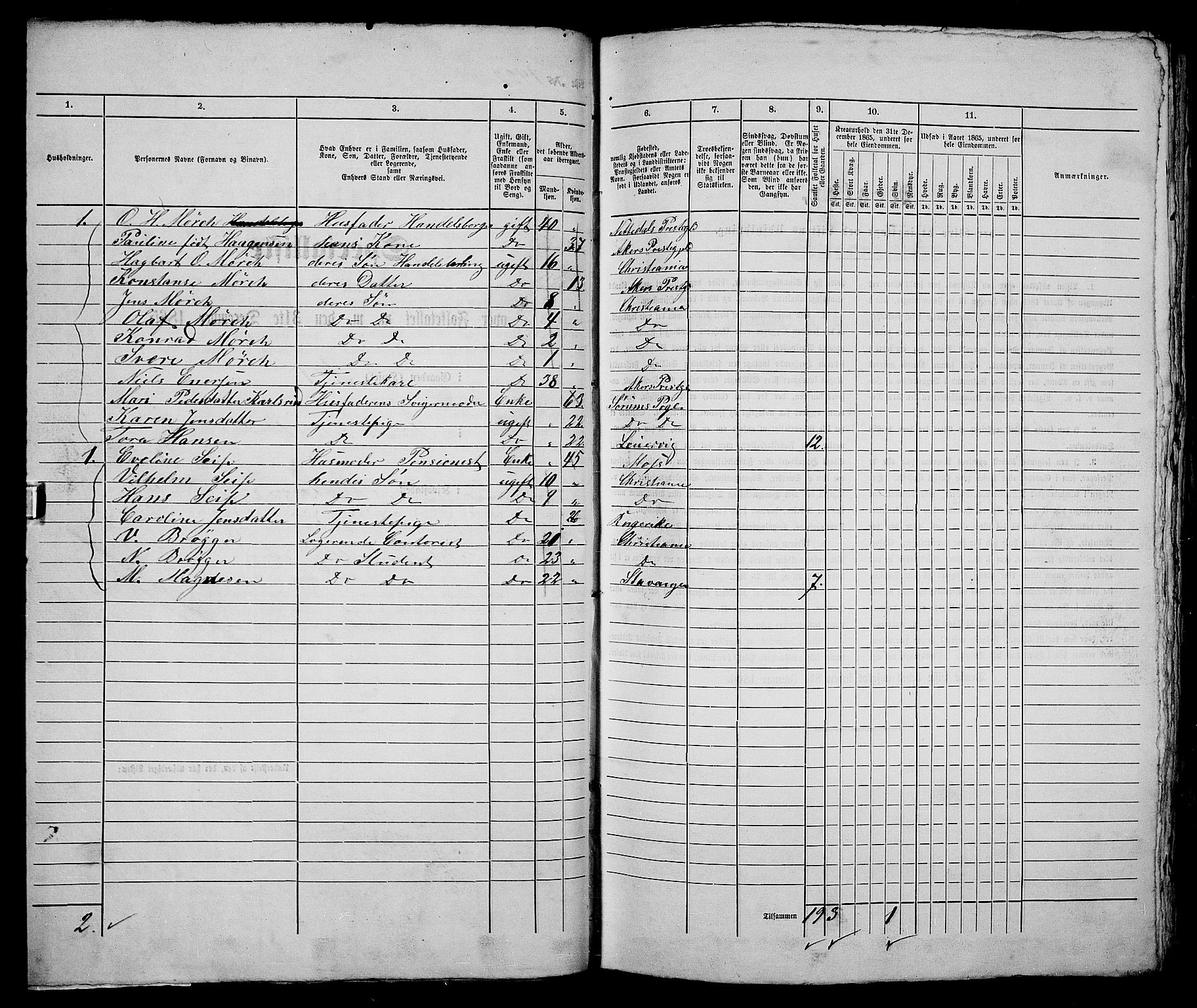 RA, 1865 census for Kristiania, 1865, p. 3233