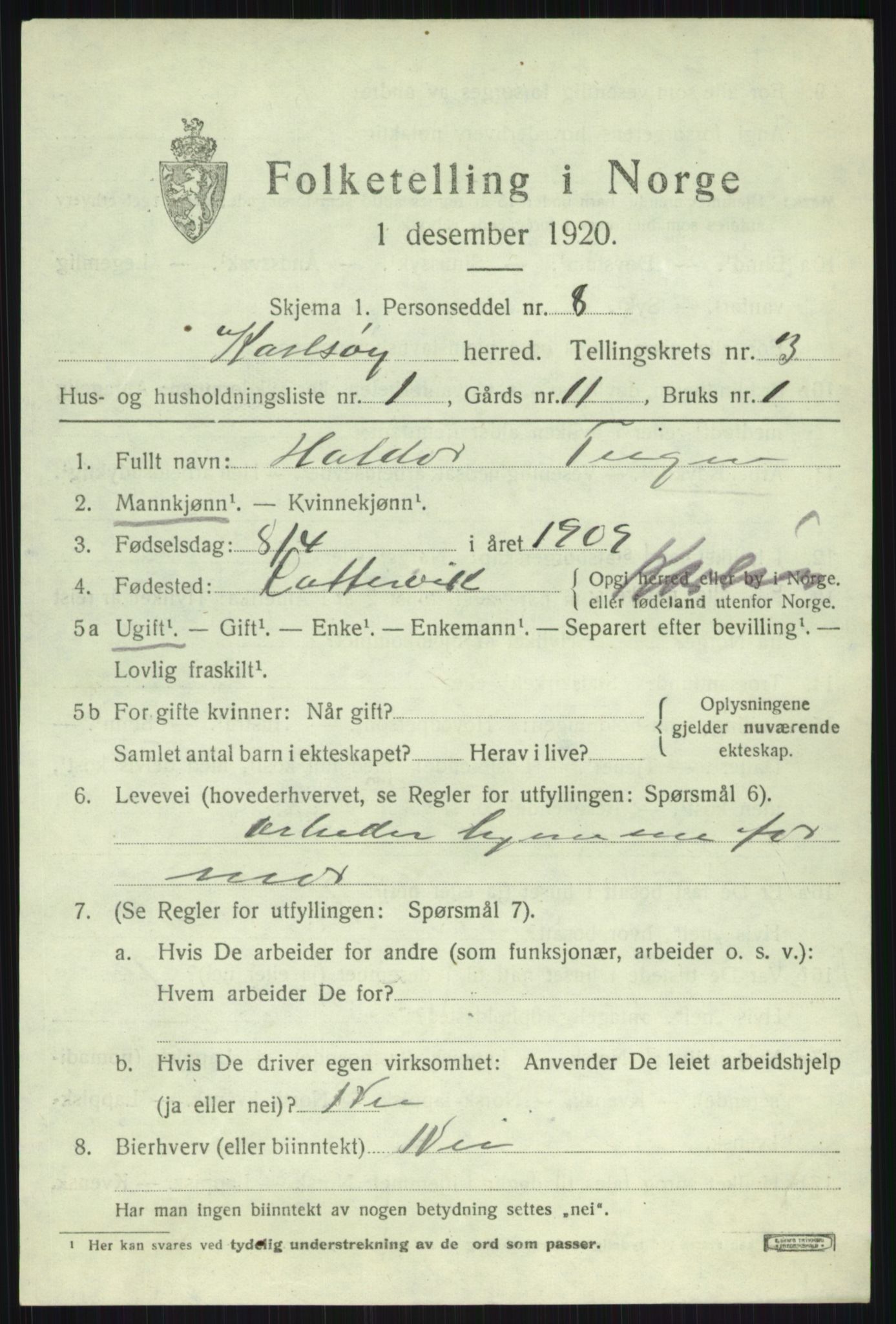 SATØ, 1920 census for Karlsøy, 1920, p. 1764