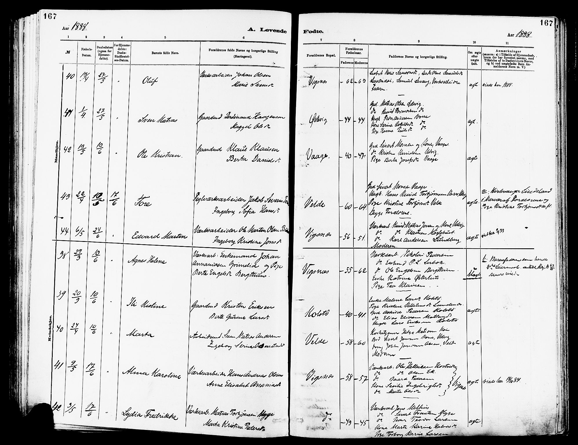 Avaldsnes sokneprestkontor, SAST/A -101851/H/Ha/Haa/L0014: Parish register (official) no. A 14, 1880-1889, p. 167