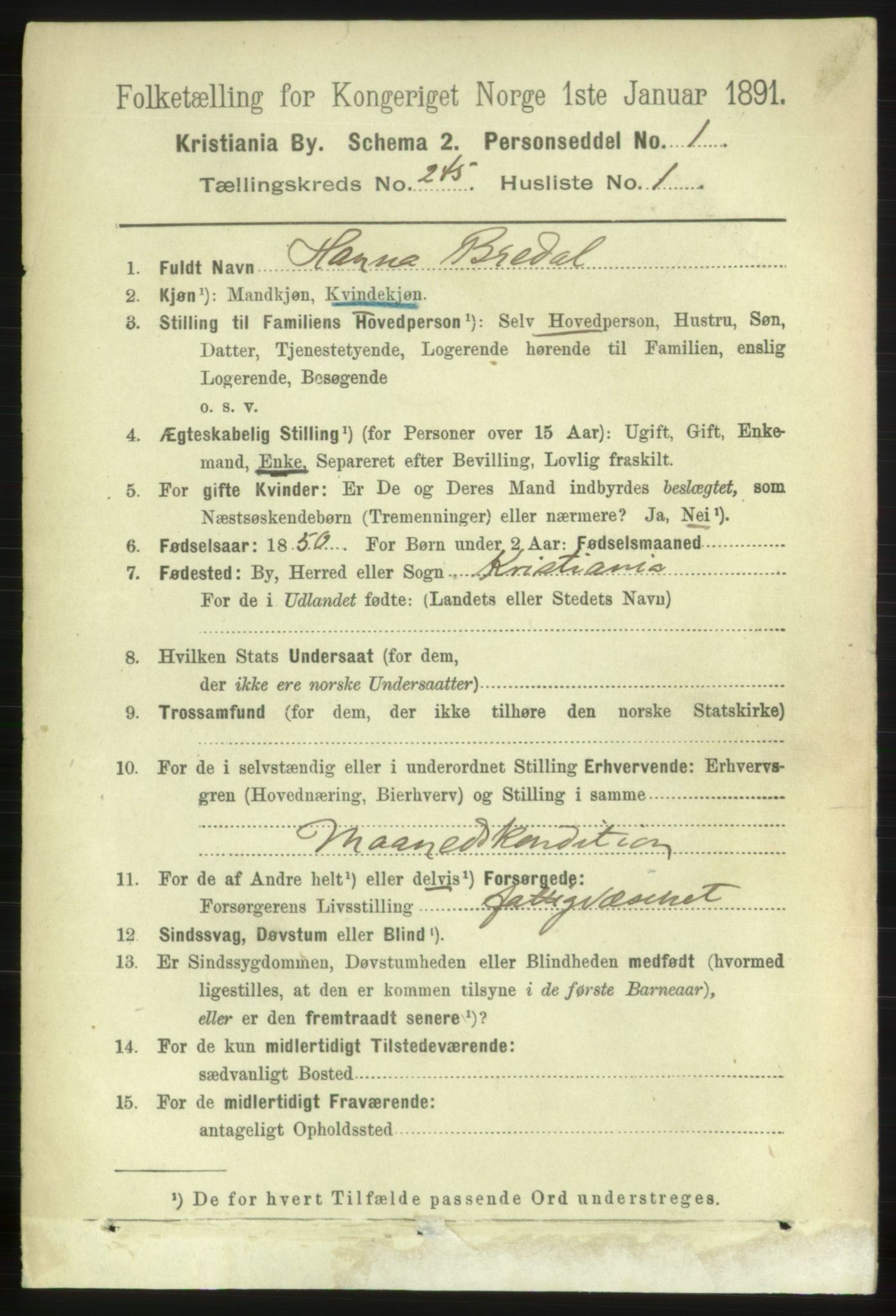 RA, 1891 census for 0301 Kristiania, 1891, p. 149135