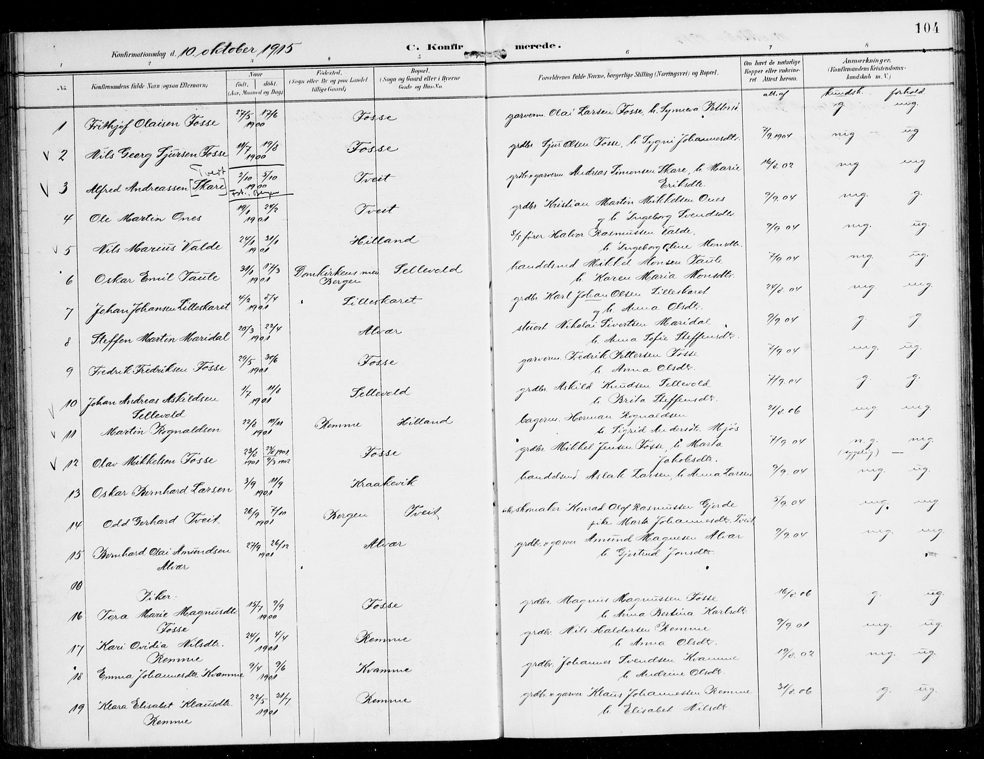 Alversund Sokneprestembete, SAB/A-73901/H/Ha/Haa/Haaa/L0003: Parish register (official) no. A 3, 1897-1926, p. 104