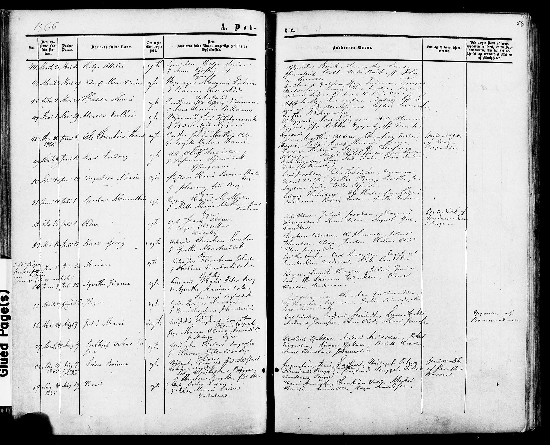 Fredrikstad prestekontor Kirkebøker, AV/SAO-A-11082/F/Fa/L0006: Parish register (official) no. 6, 1857-1878, p. 58