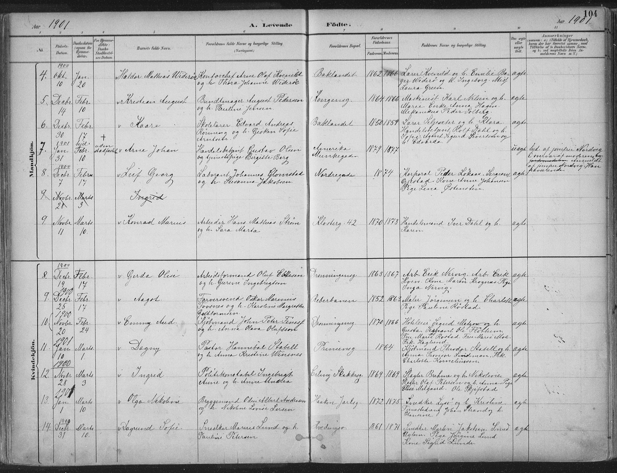 Ministerialprotokoller, klokkerbøker og fødselsregistre - Sør-Trøndelag, SAT/A-1456/601/L0062: Parish register (official) no. 601A30, 1891-1911, p. 104