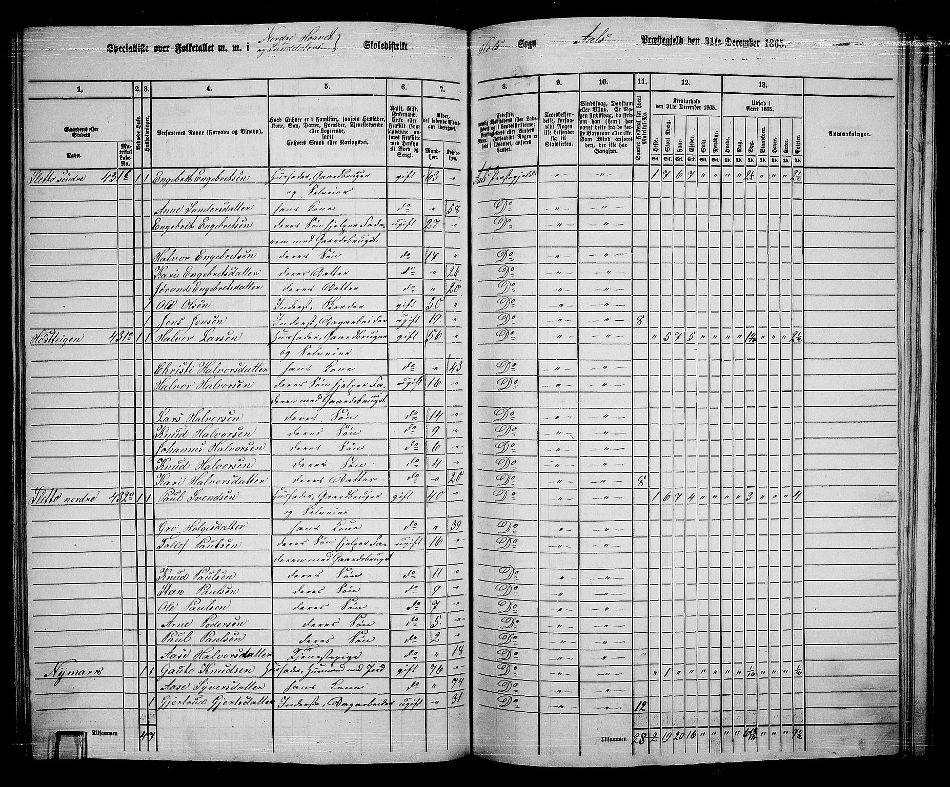 RA, 1865 census for Ål, 1865, p. 212