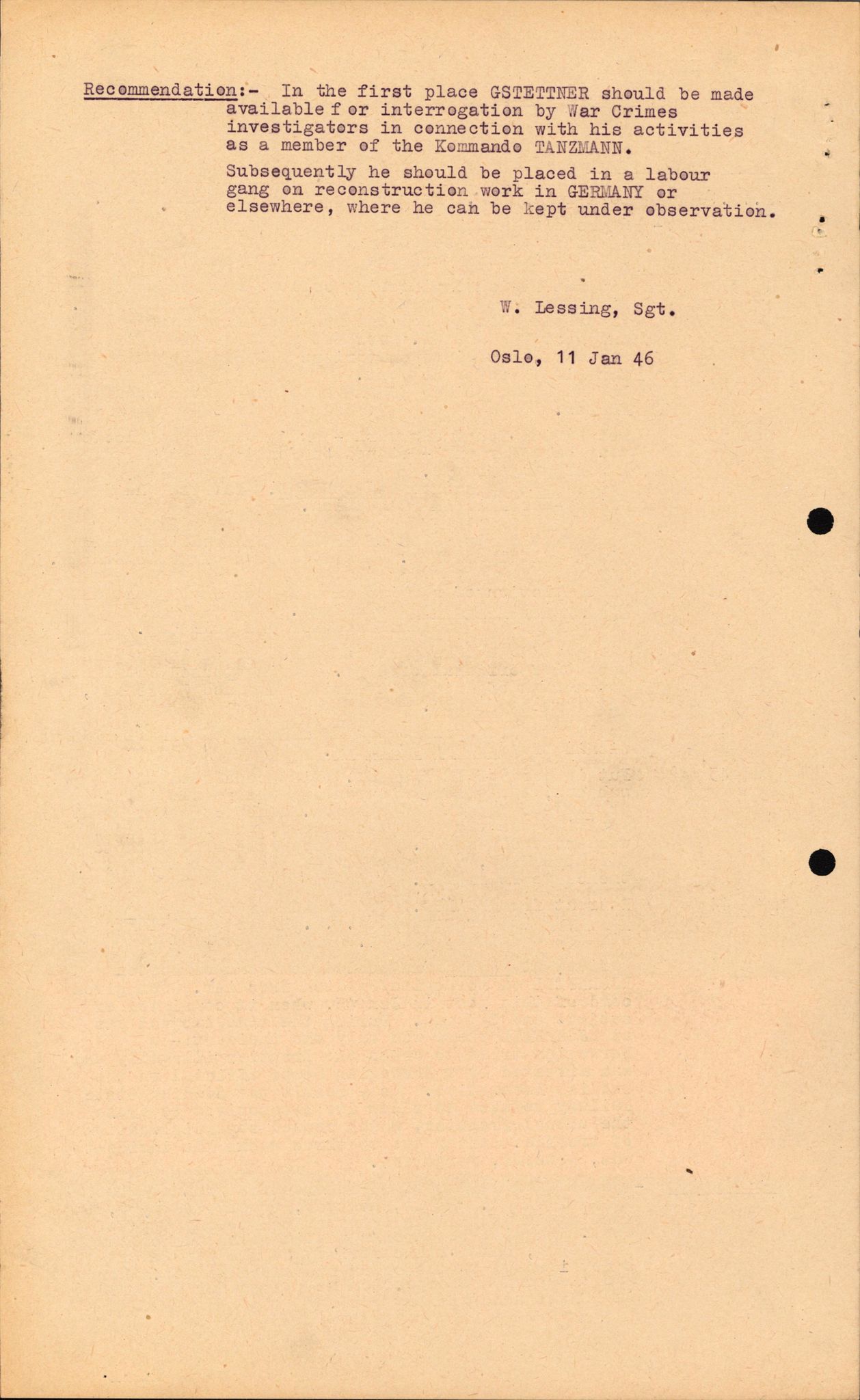 Forsvaret, Forsvarets overkommando II, RA/RAFA-3915/D/Db/L0038: CI Questionaires. Tyske okkupasjonsstyrker i Norge. Østerrikere., 1945-1946, p. 398