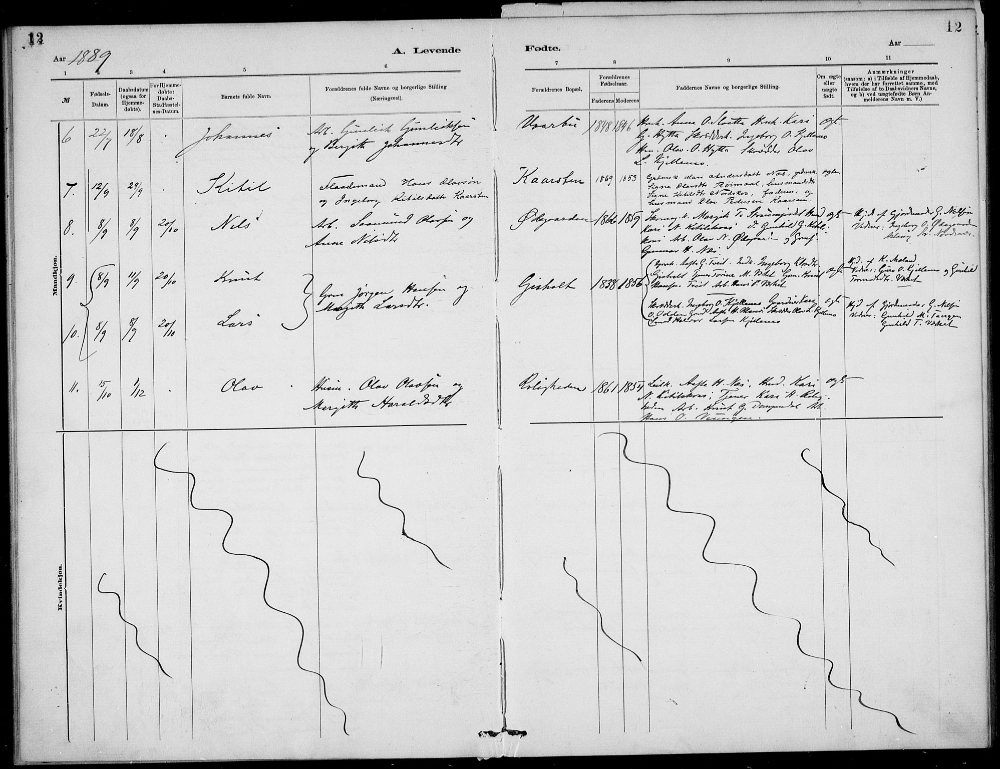 Lunde kirkebøker, AV/SAKO-A-282/F/Fb/L0003: Parish register (official) no. II 3, 1882-1891, p. 12