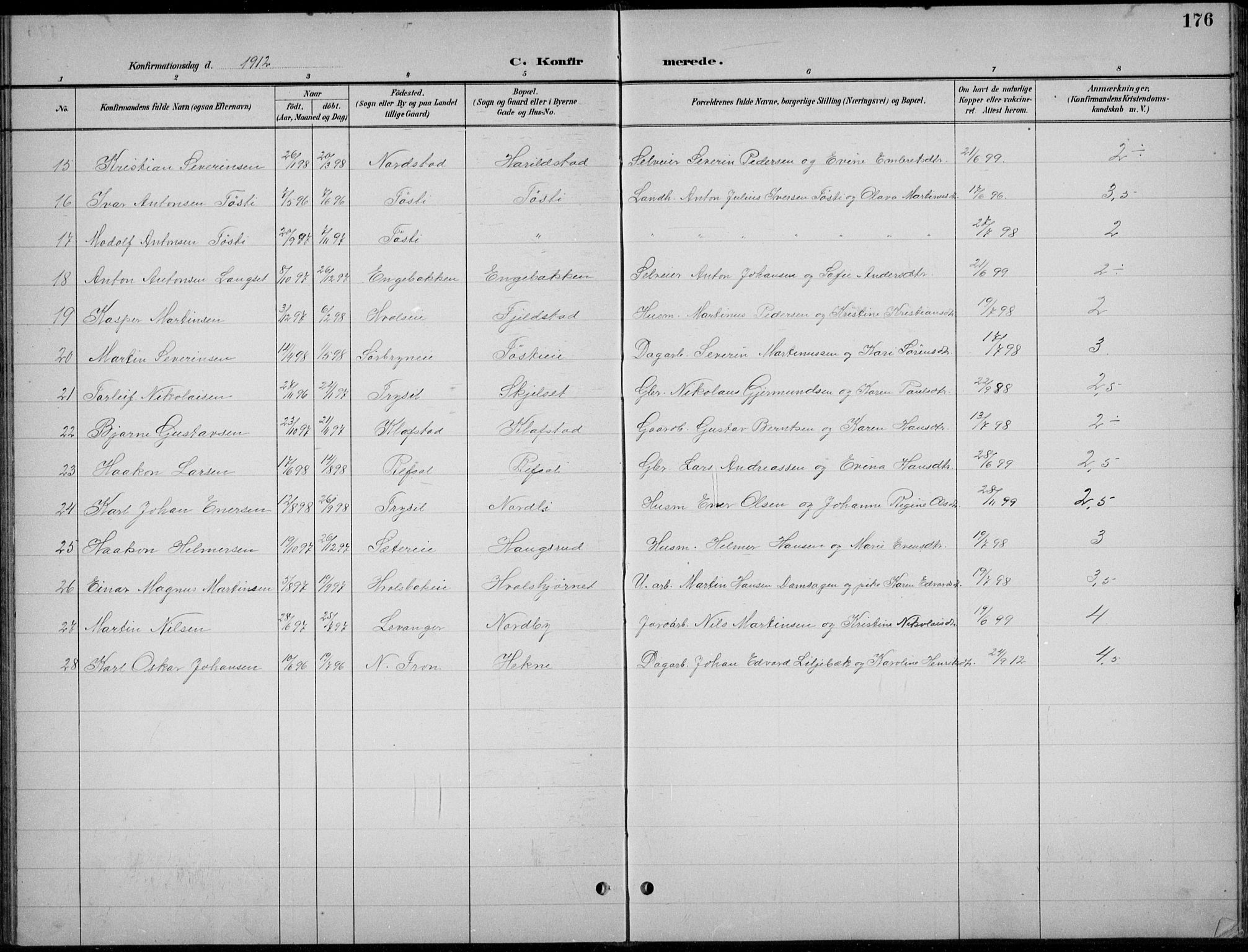 Romedal prestekontor, AV/SAH-PREST-004/L/L0013: Parish register (copy) no. 13, 1896-1937, p. 176