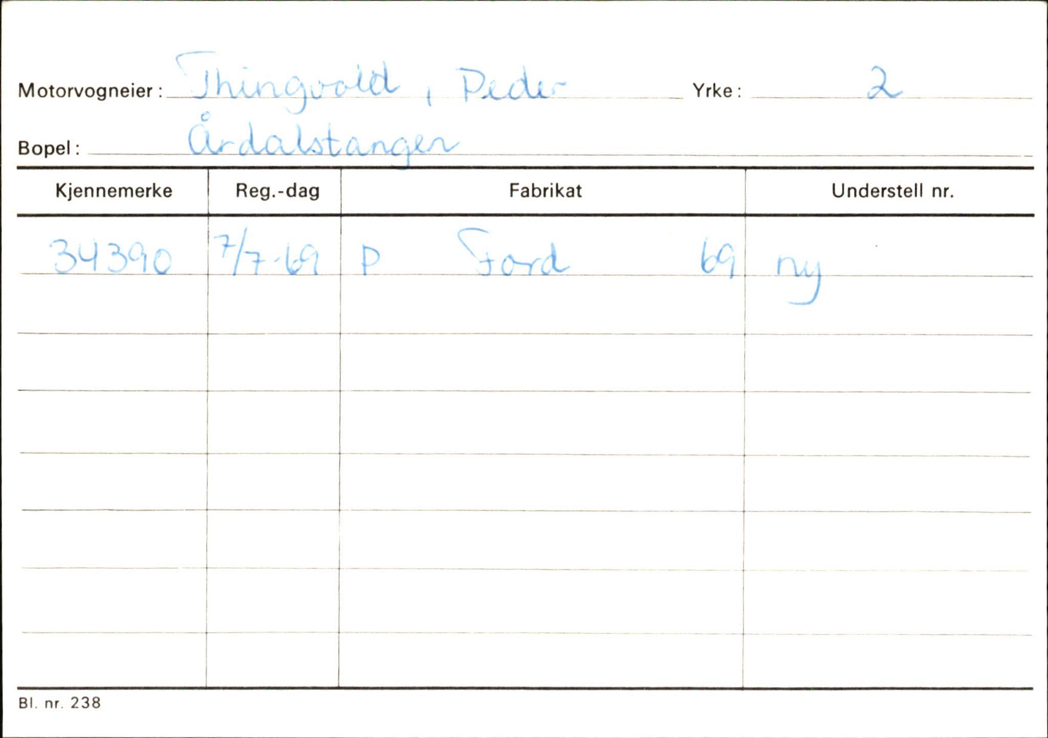 Statens vegvesen, Sogn og Fjordane vegkontor, AV/SAB-A-5301/4/F/L0146: Registerkort Årdal R-Å samt diverse kort, 1945-1975, p. 884