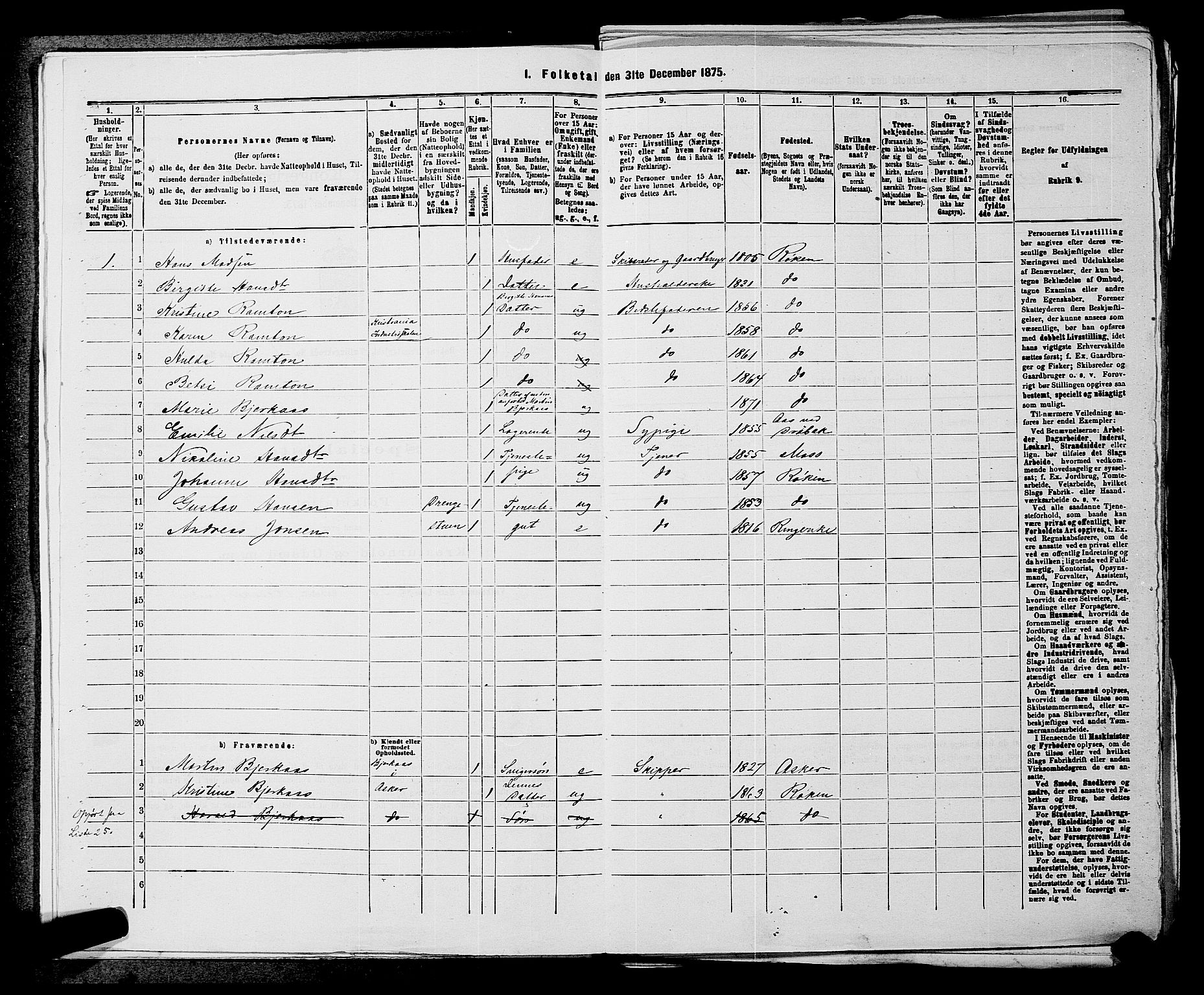 SAKO, 1875 census for 0627P Røyken, 1875, p. 54