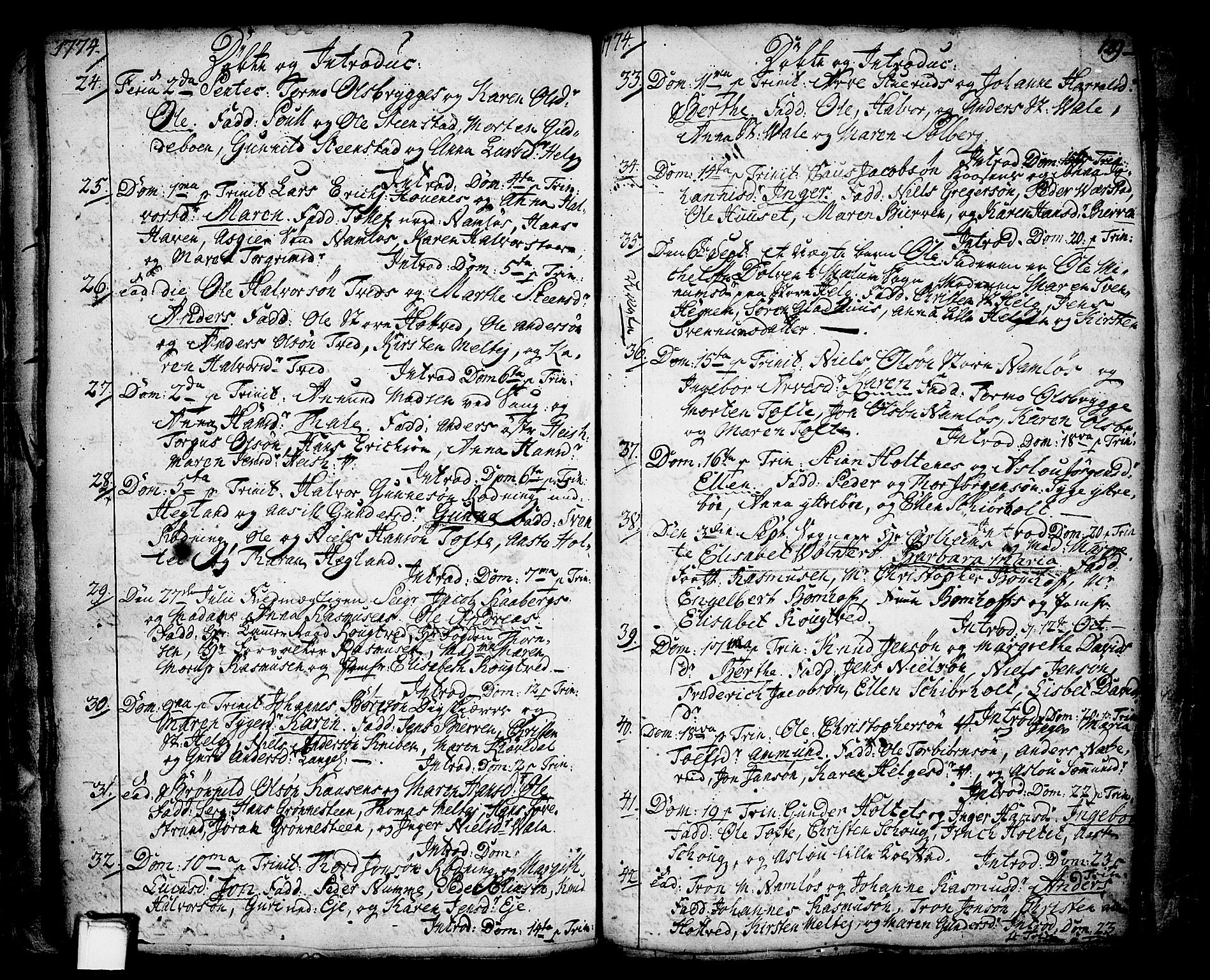 Holla kirkebøker, SAKO/A-272/F/Fa/L0001: Parish register (official) no. 1, 1717-1779, p. 129
