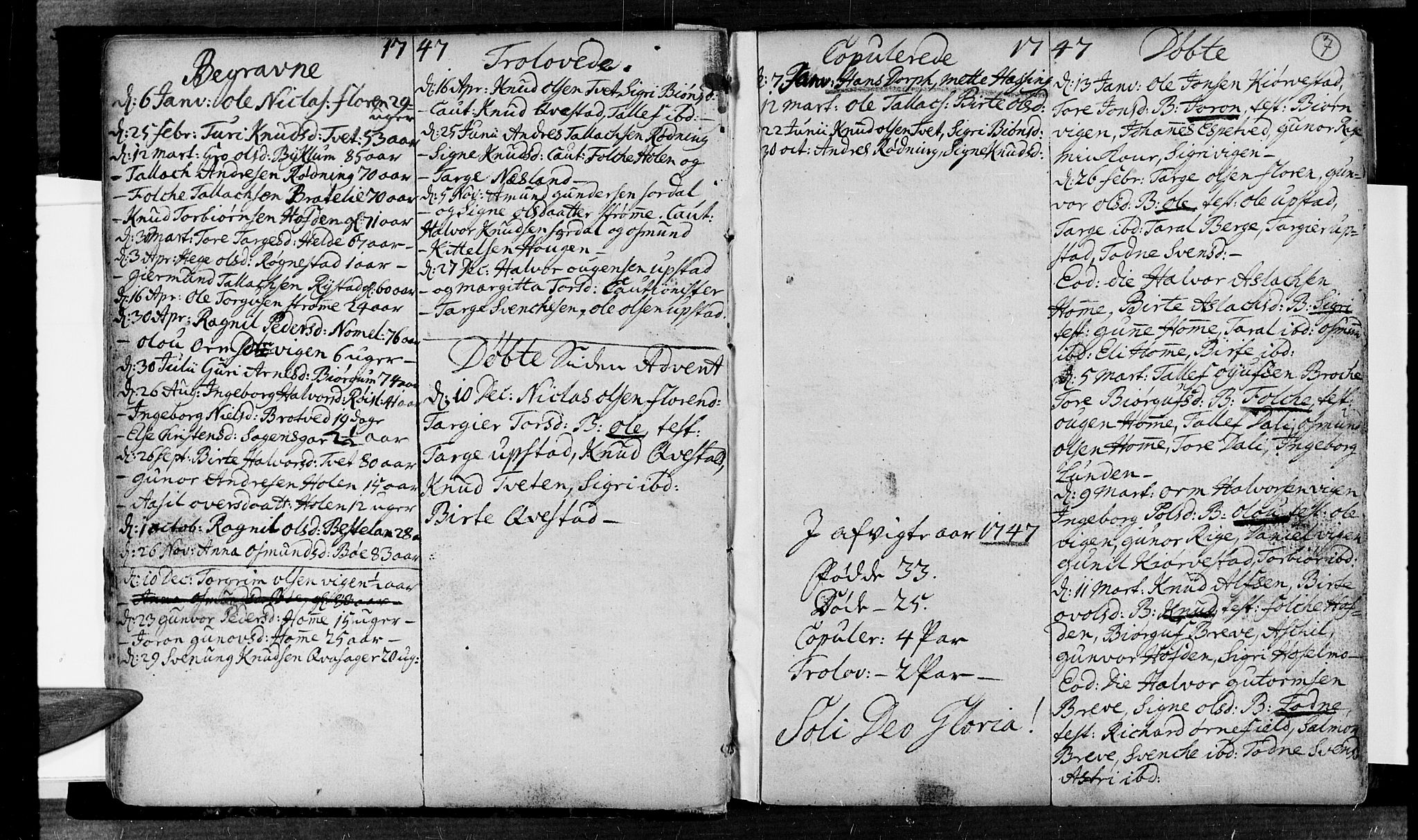 Valle sokneprestkontor, SAK/1111-0044/F/Fa/Fac/L0002: Parish register (official) no. A 2, 1745-1776, p. 7