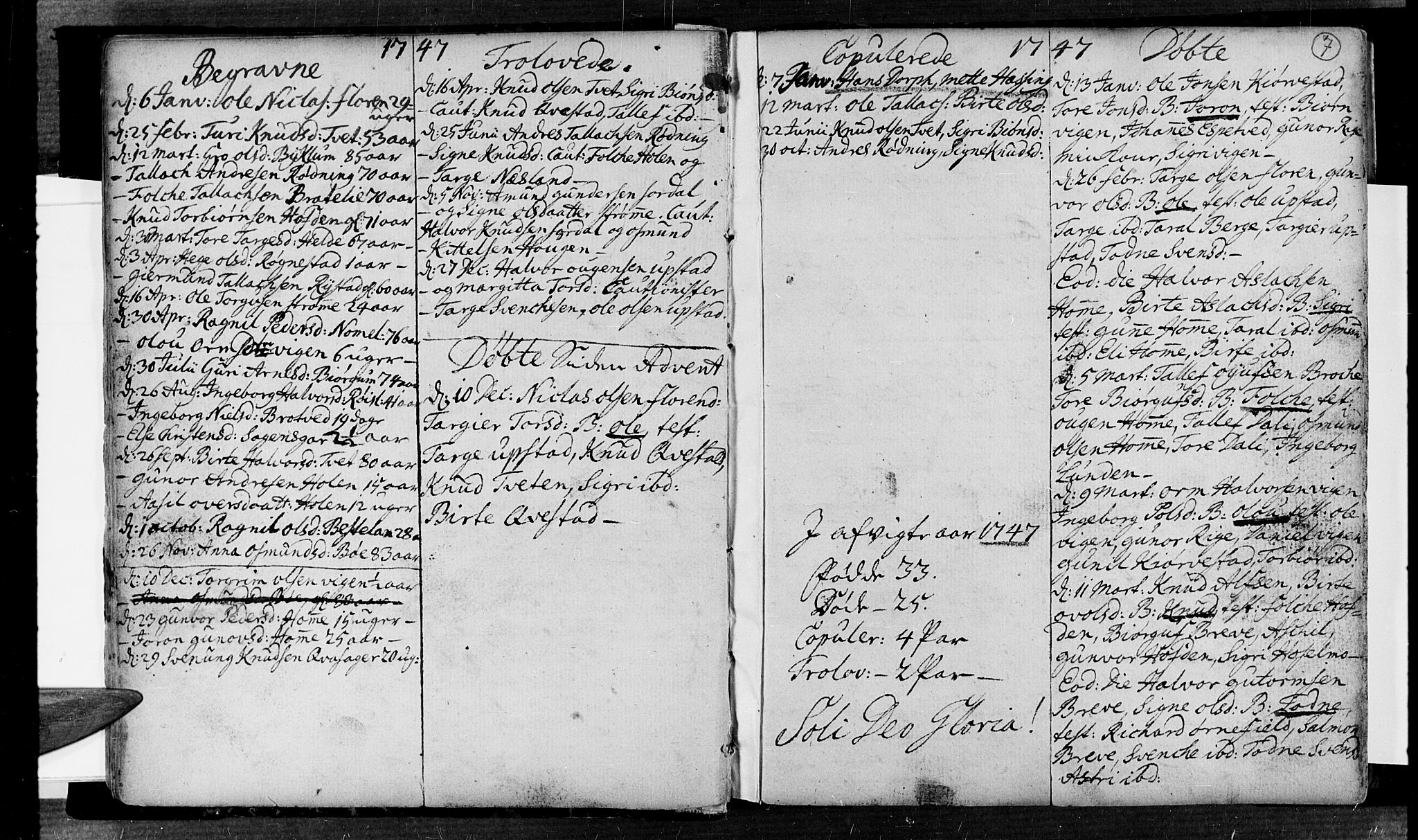 Valle sokneprestkontor, AV/SAK-1111-0044/F/Fa/Fac/L0002: Parish register (official) no. A 2, 1745-1776, p. 7