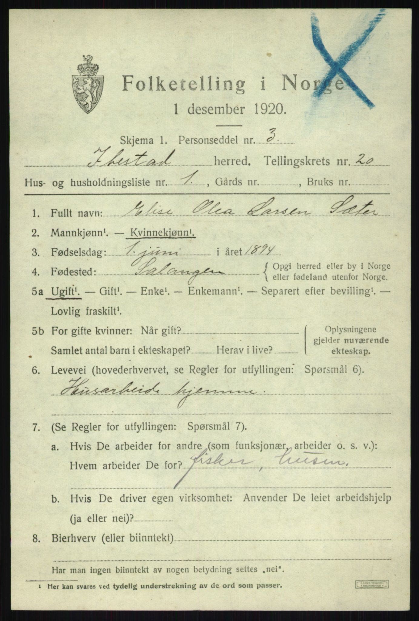 SATØ, 1920 census for Ibestad, 1920, p. 11267