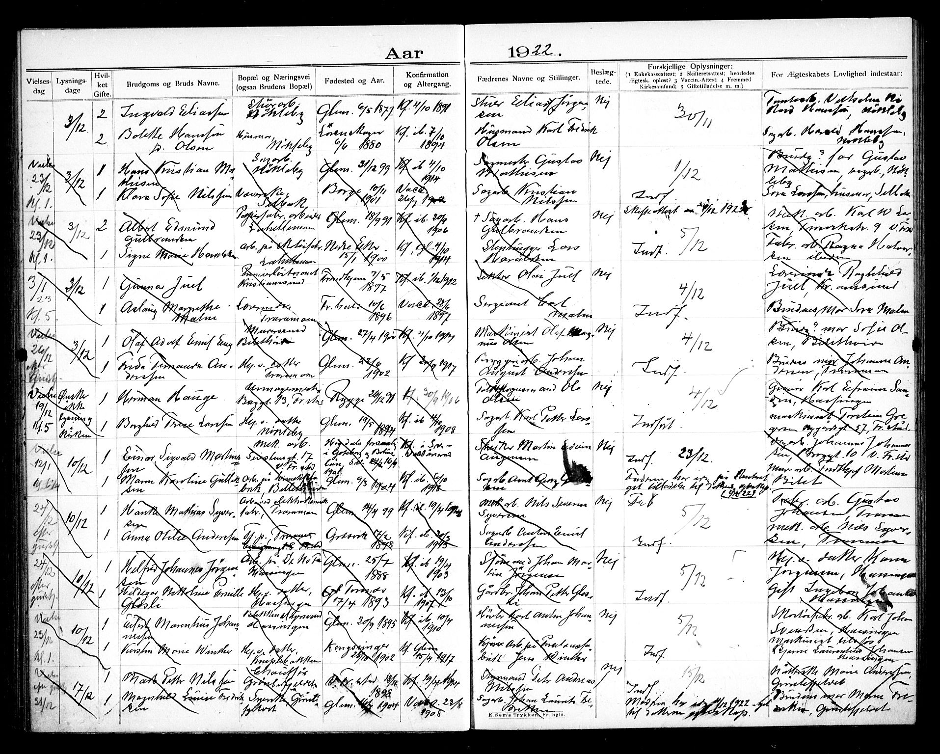 Glemmen prestekontor Kirkebøker, AV/SAO-A-10908/H/Ha/L0001: Banns register no. 1, 1909-1931