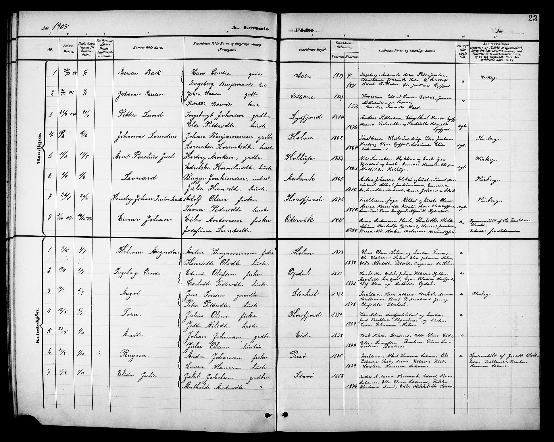 Ministerialprotokoller, klokkerbøker og fødselsregistre - Nordland, SAT/A-1459/811/L0170: Parish register (copy) no. 811C02, 1896-1908, p. 23