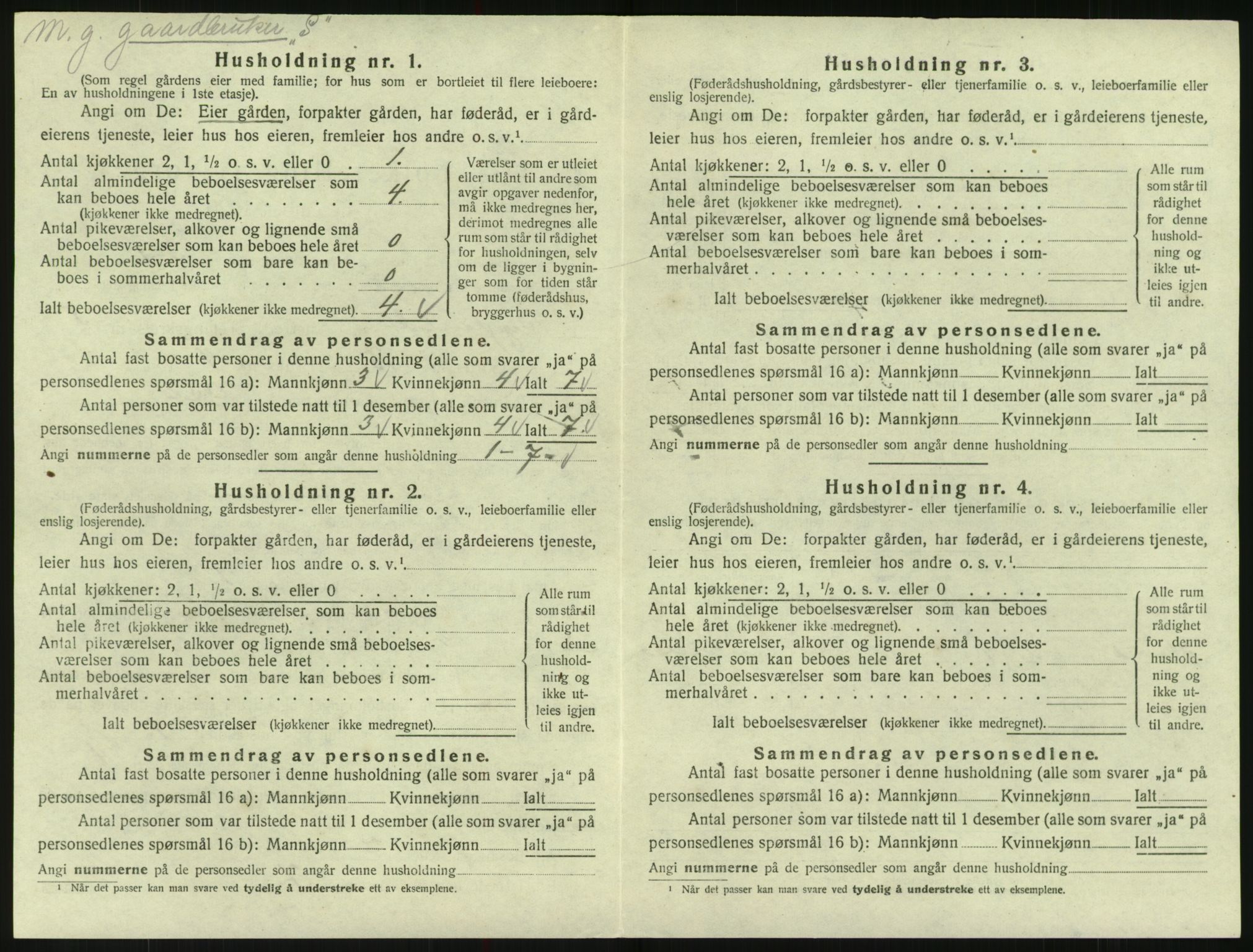 SAK, 1920 census for Bygland, 1920, p. 232