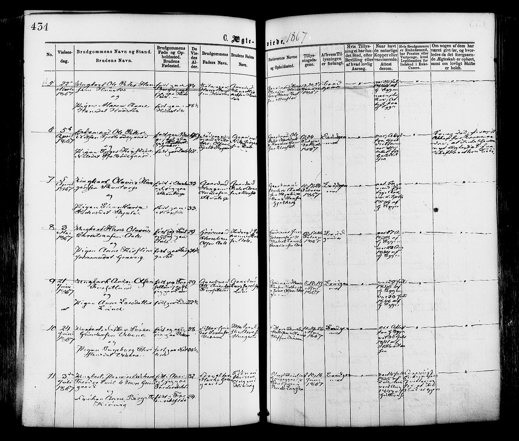 Onsøy prestekontor Kirkebøker, SAO/A-10914/F/Fa/L0004: Parish register (official) no. I 4, 1861-1877, p. 434