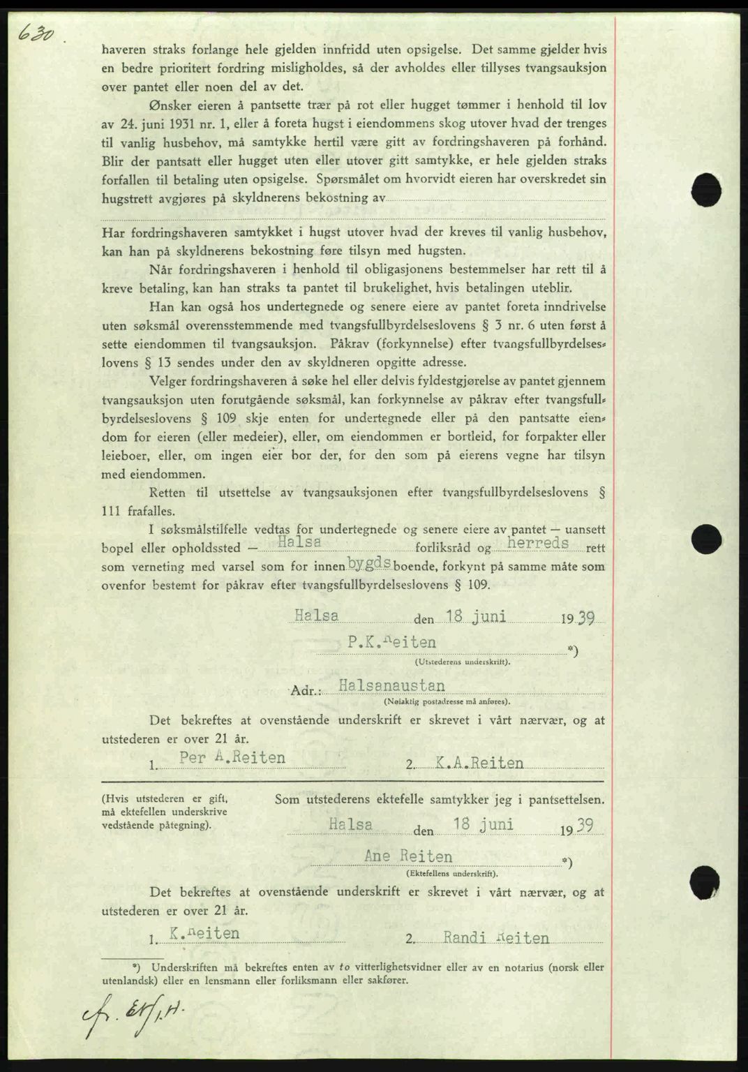 Nordmøre sorenskriveri, AV/SAT-A-4132/1/2/2Ca: Mortgage book no. B85, 1939-1939, Diary no: : 1832/1939