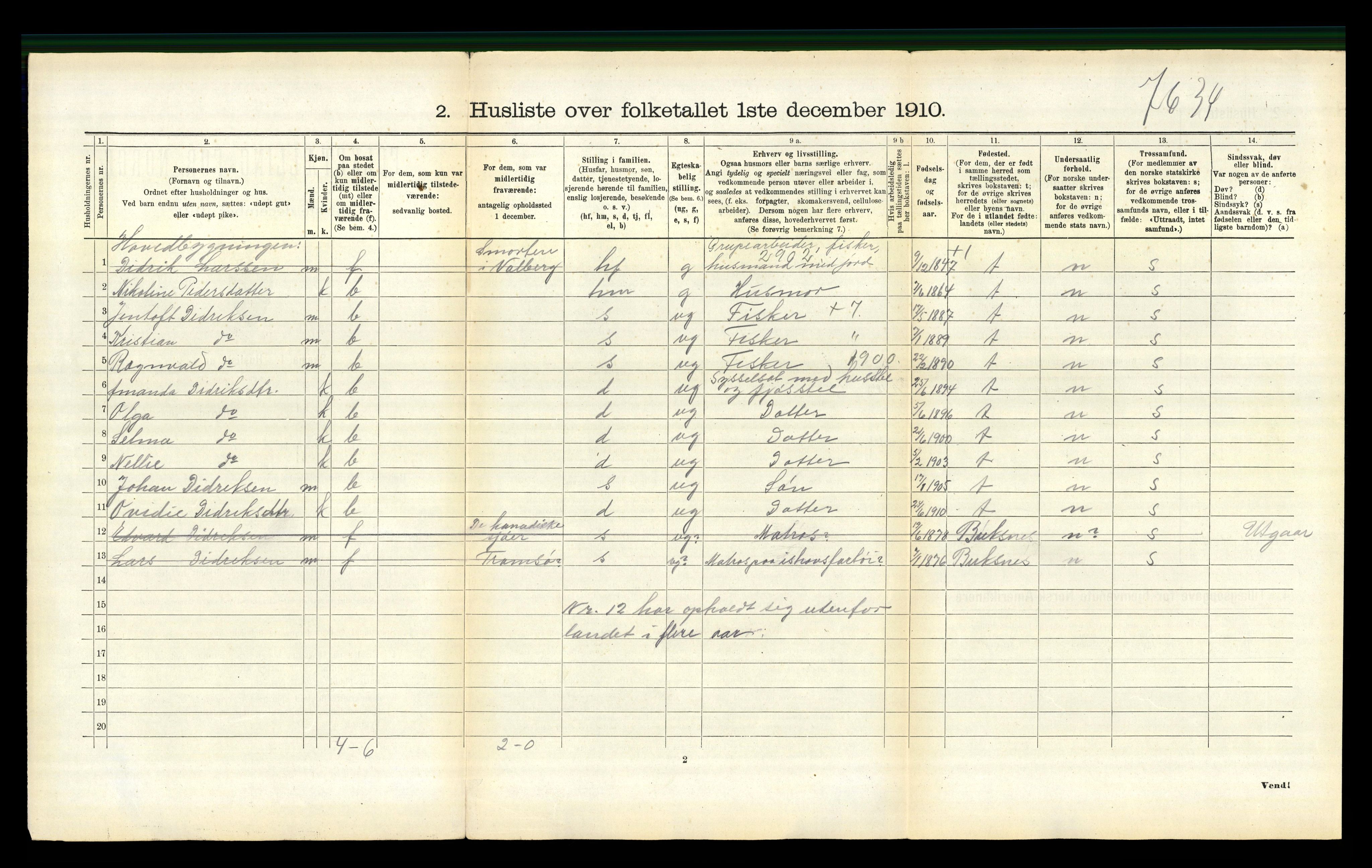 RA, 1910 census for Borge, 1910, p. 1260