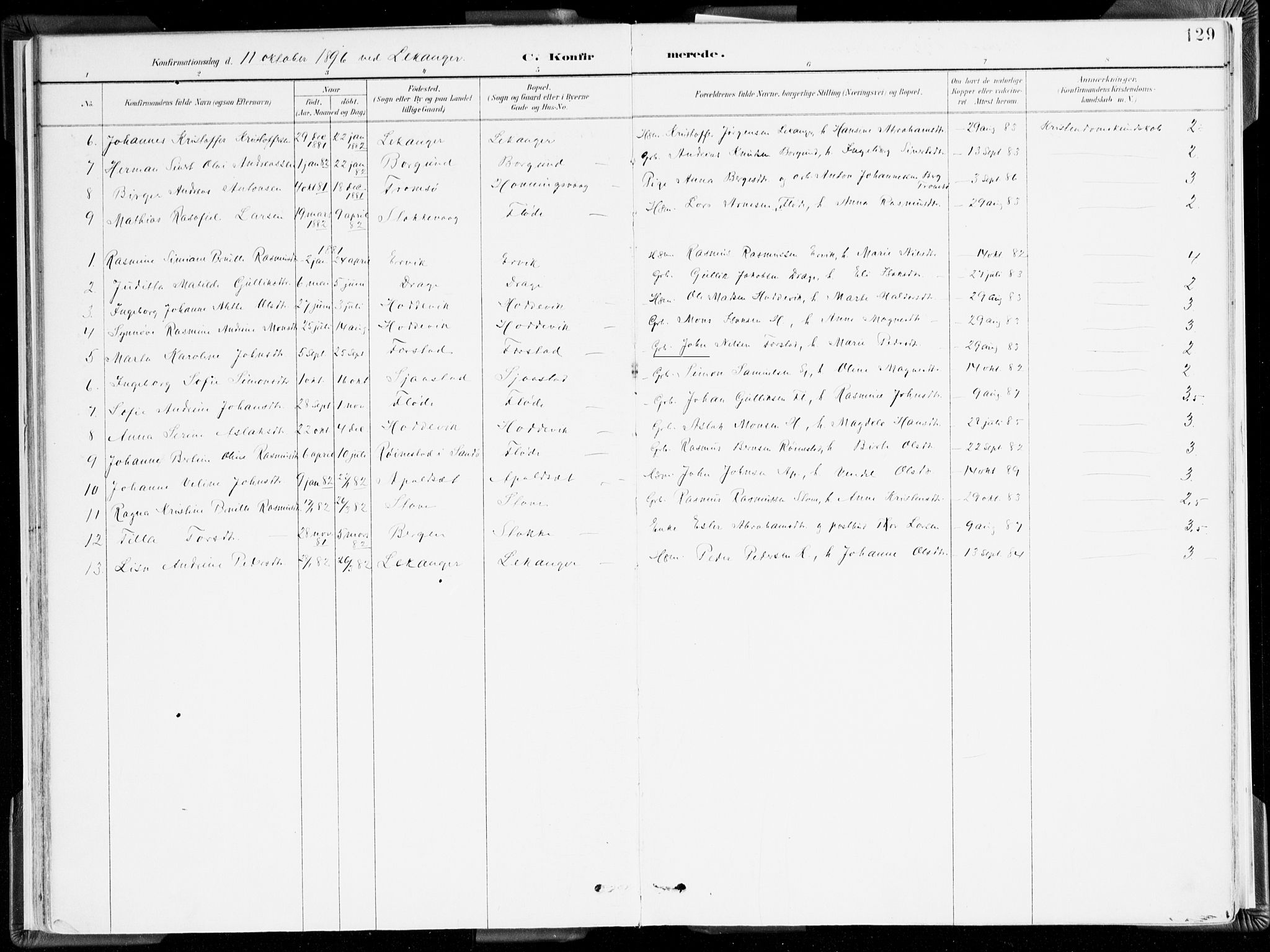 Selje sokneprestembete, AV/SAB-A-99938/H/Ha/Haa/Haab: Parish register (official) no. B 2, 1891-1907, p. 129