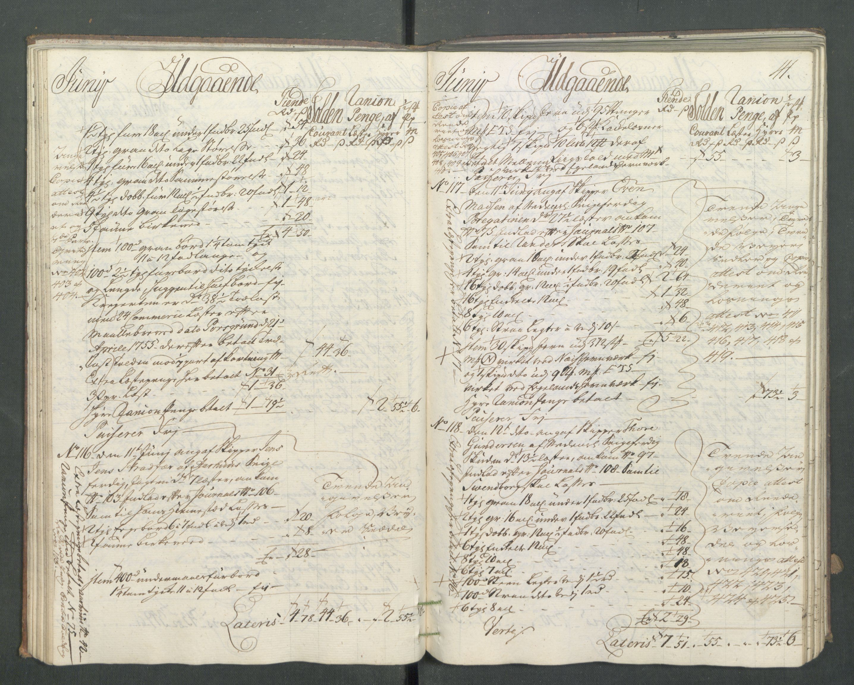 Generaltollkammeret, tollregnskaper, AV/RA-EA-5490/R14/L0025/0001: Tollregnskaper Øster-Risør / Utgående hovedtollbok, 1756, p. 40b-41a