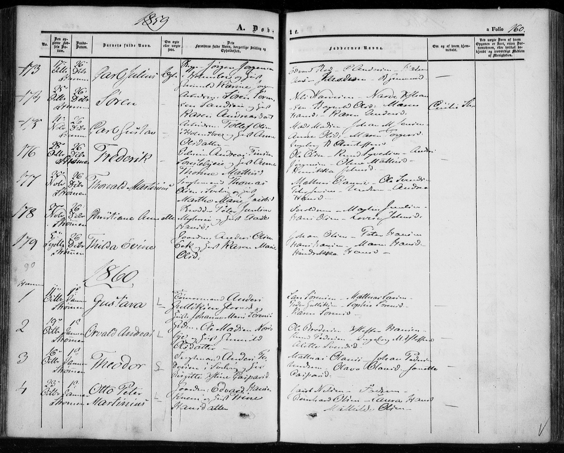 Hurum kirkebøker, SAKO/A-229/F/Fa/L0011: Parish register (official) no. 11, 1847-1860, p. 160