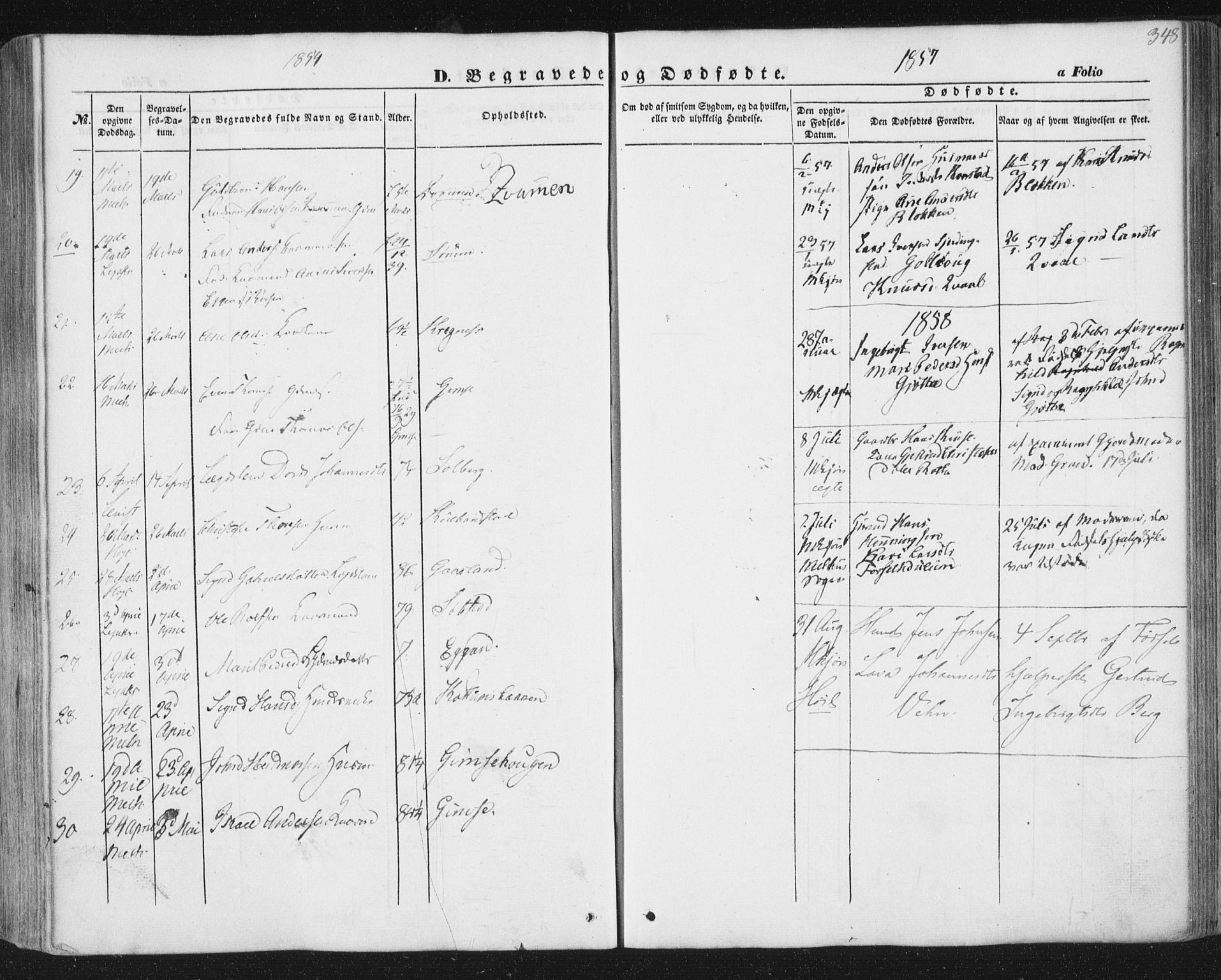 Ministerialprotokoller, klokkerbøker og fødselsregistre - Sør-Trøndelag, AV/SAT-A-1456/691/L1076: Parish register (official) no. 691A08, 1852-1861, p. 348