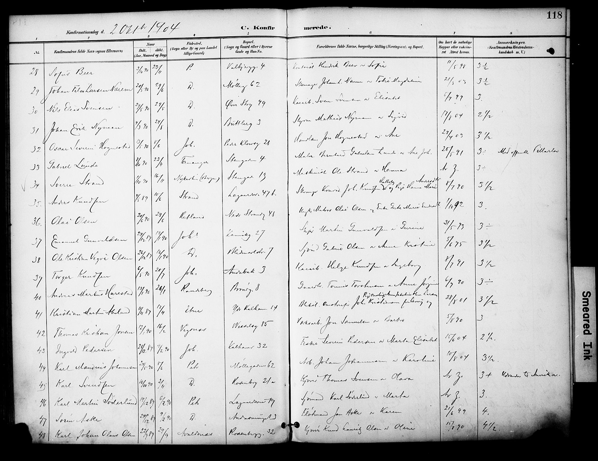 Domkirken sokneprestkontor, AV/SAST-A-101812/001/30/30BA/L0031: Parish register (official) no. A 30, 1896-1916, p. 118