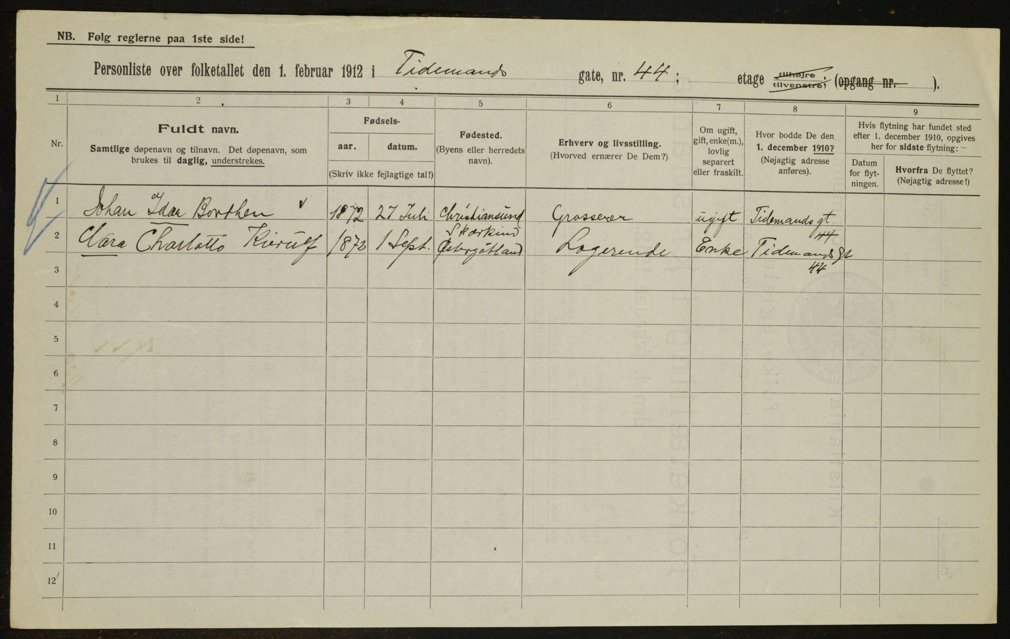 OBA, Municipal Census 1912 for Kristiania, 1912, p. 111506