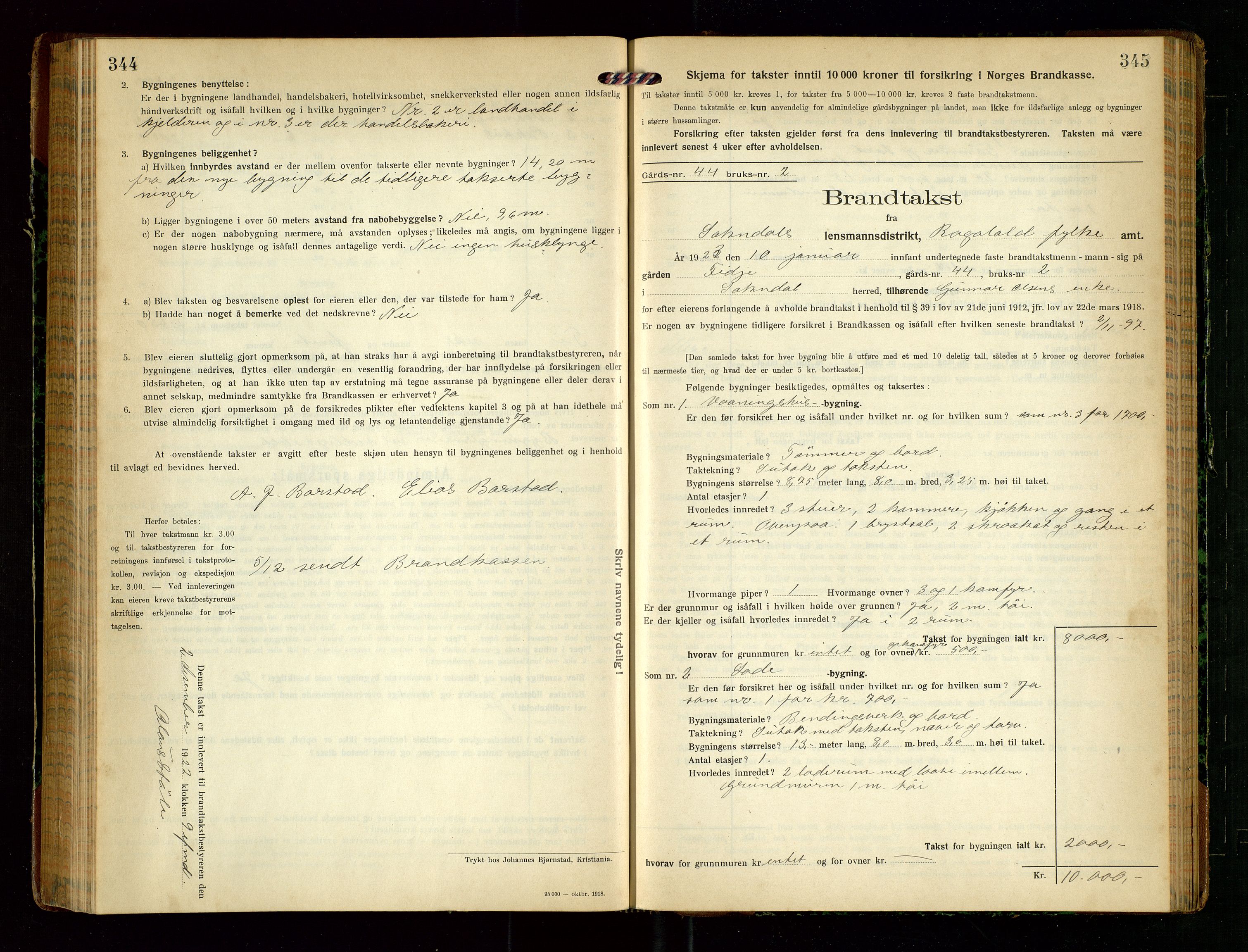 Sokndal lensmannskontor, SAST/A-100417/Gob/L0005: "Brandtakst-Protokol", 1920-1924, p. 344-345