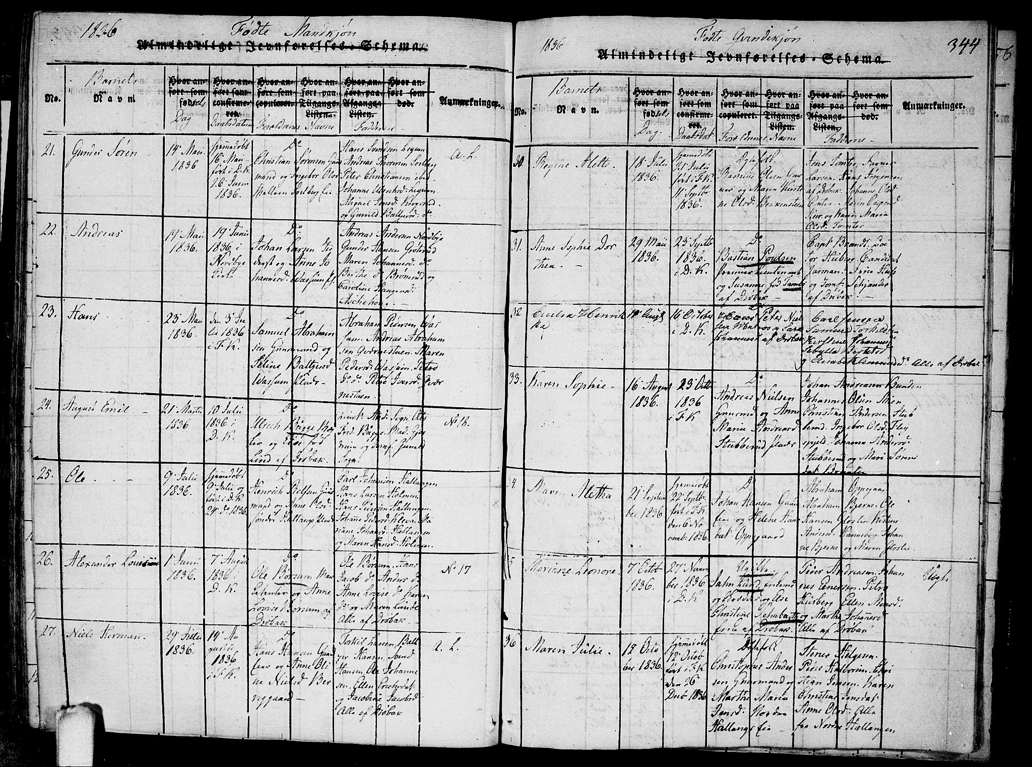 Drøbak prestekontor Kirkebøker, AV/SAO-A-10142a/F/Fa/L0001: Parish register (official) no. I 1, 1816-1842, p. 344