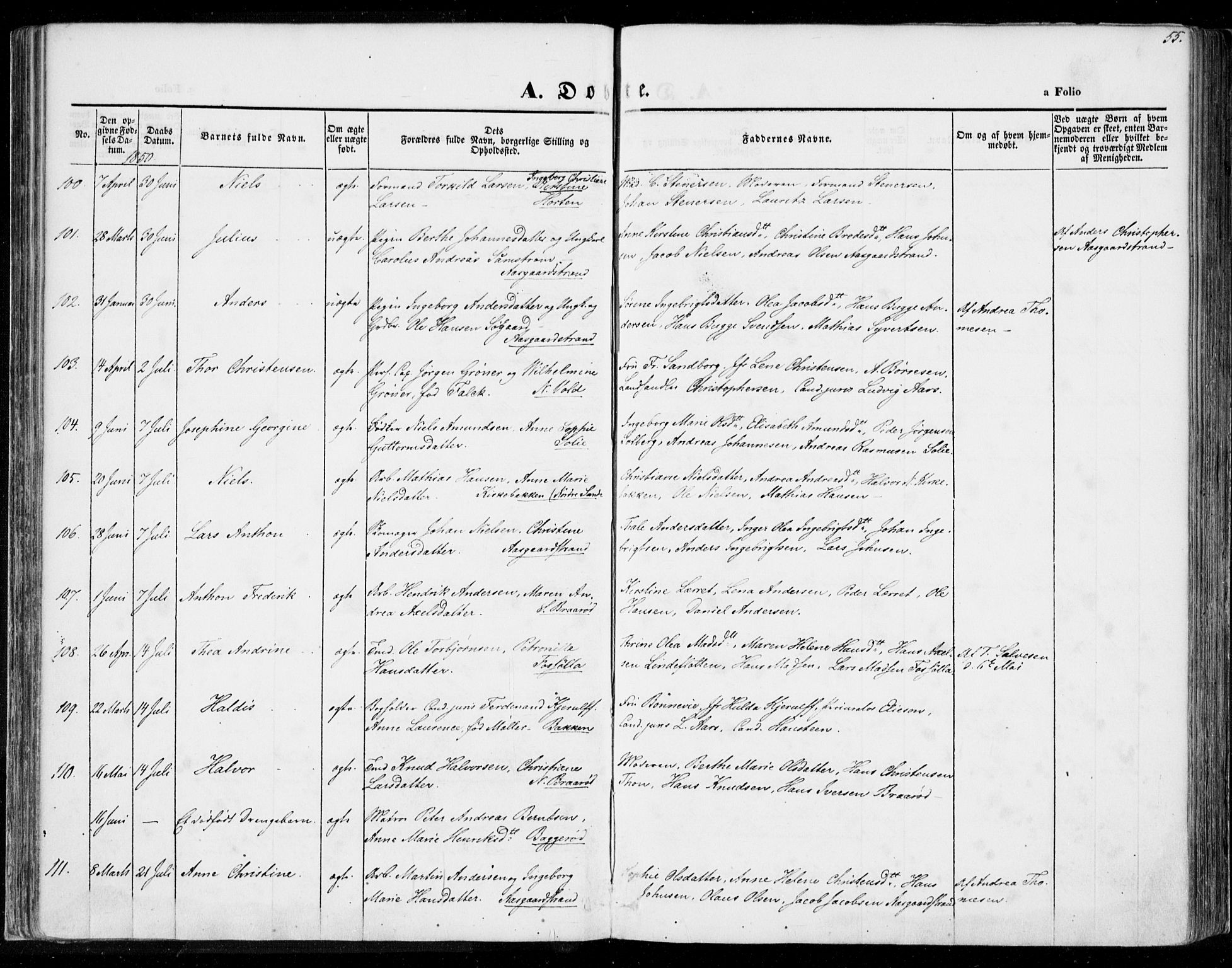 Borre kirkebøker, SAKO/A-338/F/Fa/L0005: Parish register (official) no. I 5, 1845-1851, p. 55