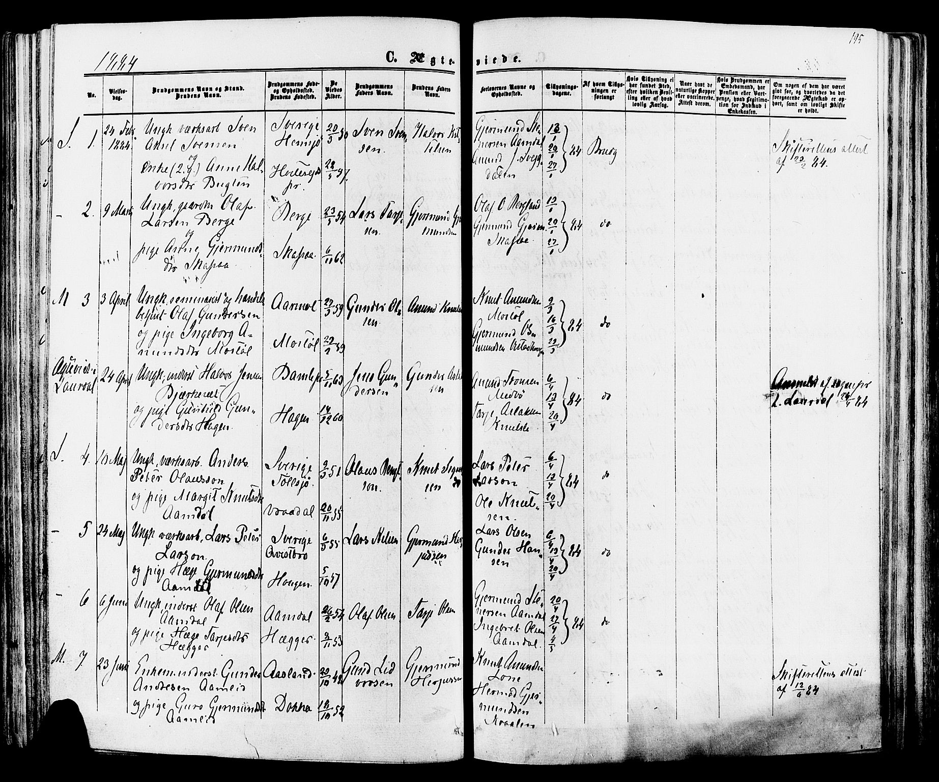 Mo kirkebøker, AV/SAKO-A-286/F/Fa/L0006: Parish register (official) no. I 6, 1865-1885, p. 195