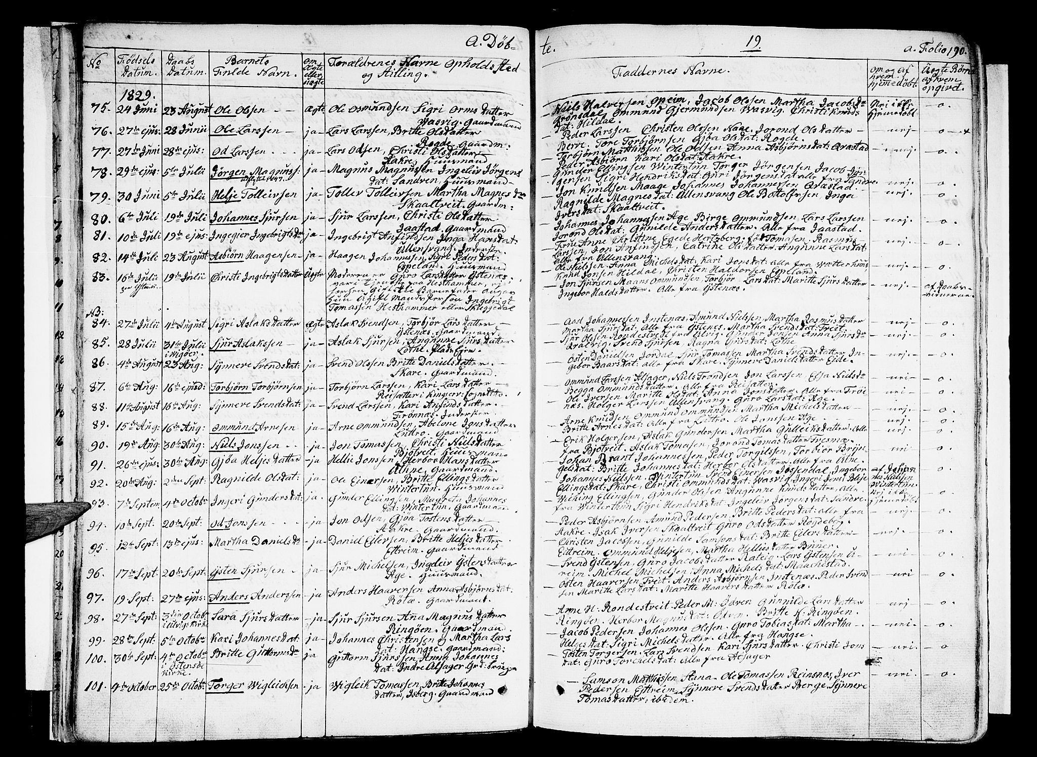 Ullensvang sokneprestembete, AV/SAB-A-78701/H/Haa: Parish register (official) no. A 10, 1825-1853, p. 19