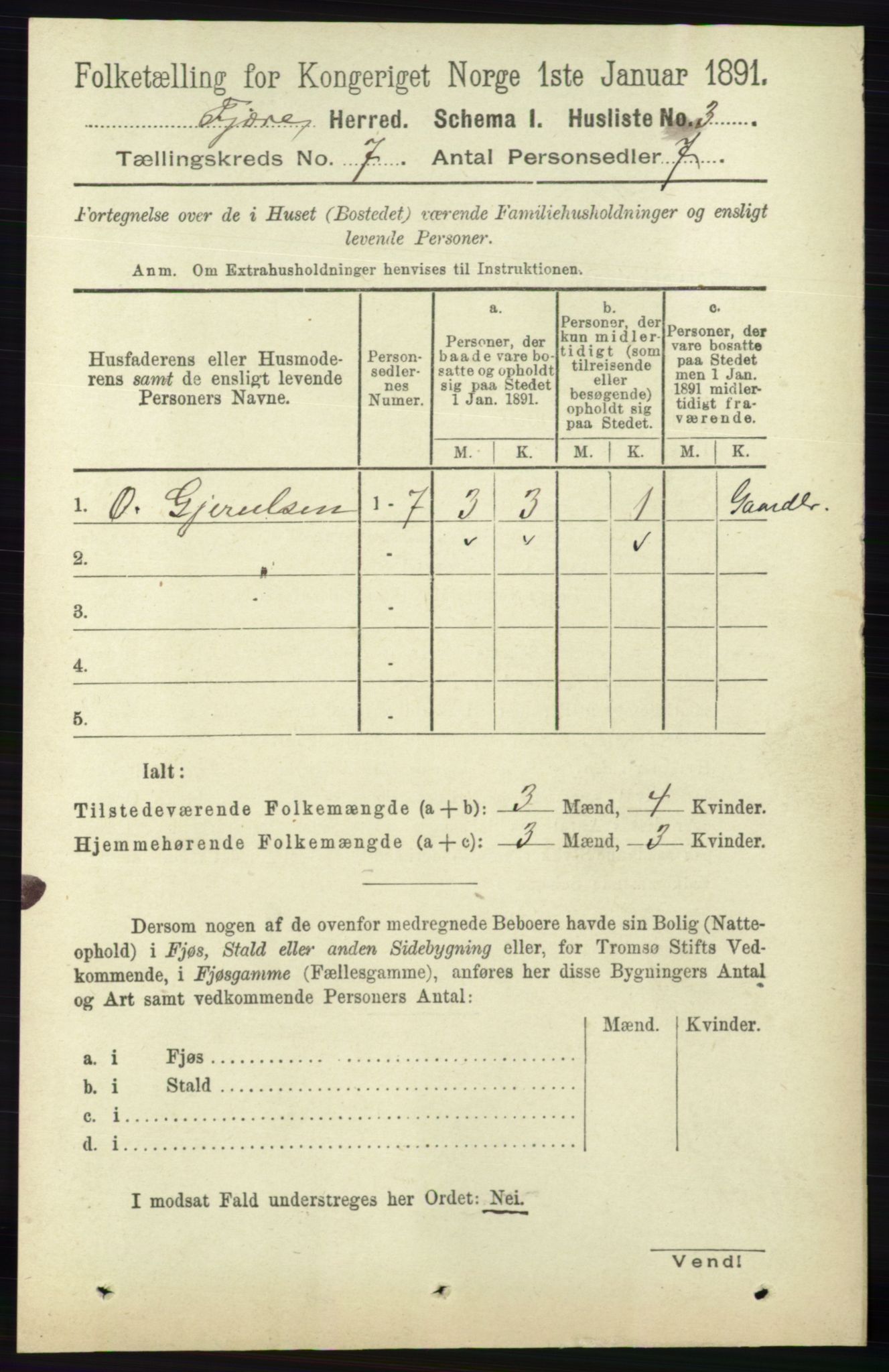 RA, 1891 census for 0923 Fjære, 1891, p. 3126