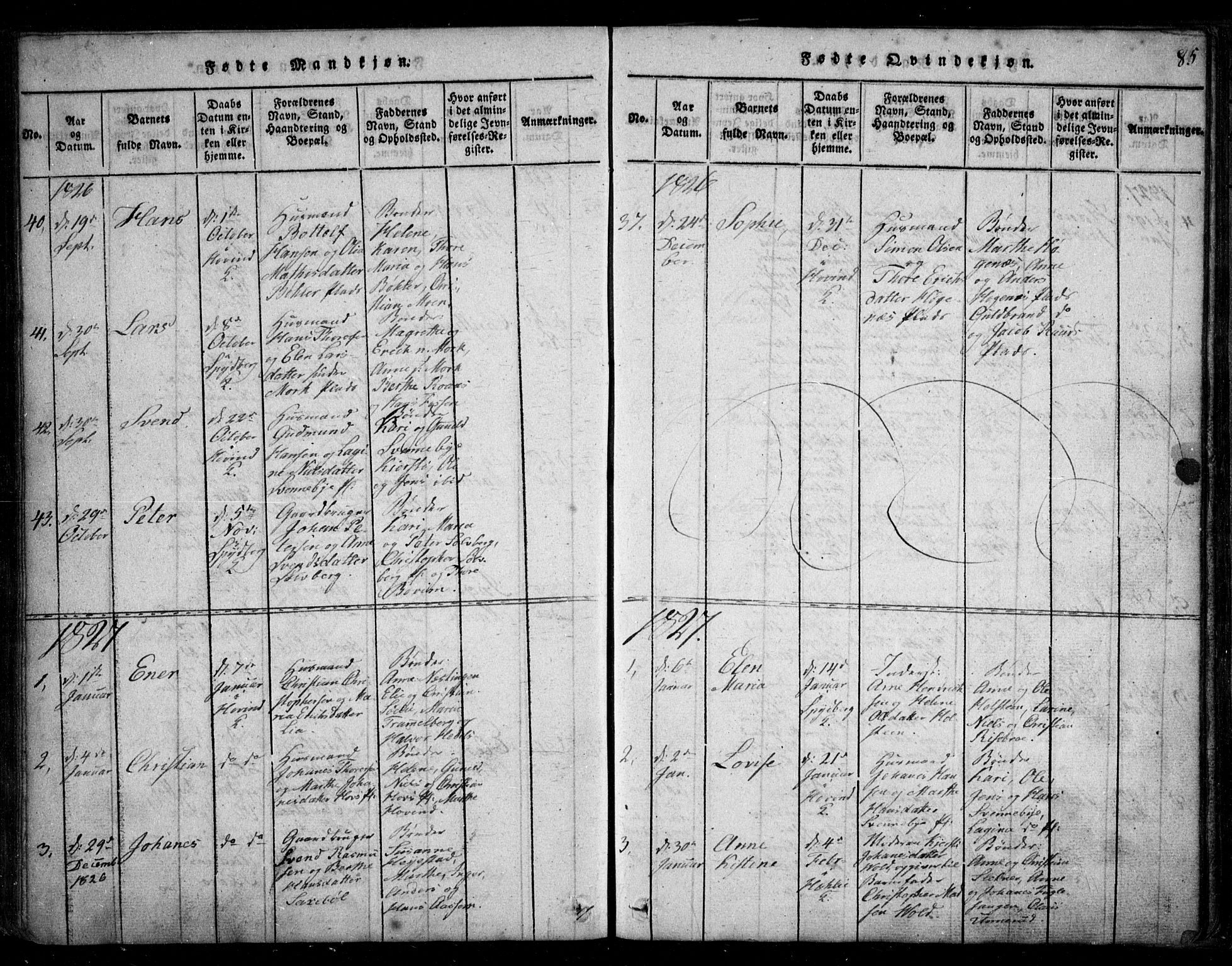 Spydeberg prestekontor Kirkebøker, SAO/A-10924/G/Ga/L0001: Parish register (copy) no. I 1, 1814-1868, p. 85