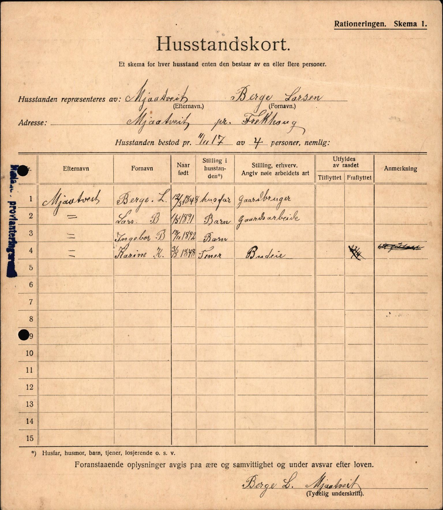 IKAH, Meland kommune, Provianteringsrådet, Husstander per 01.11.1917, 1917-1918, p. 251