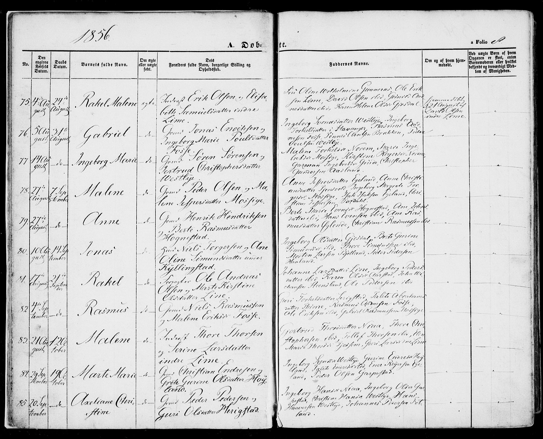 Lye sokneprestkontor, AV/SAST-A-101794/001/30BA/L0007: Parish register (official) no. A 6, 1856-1871, p. 8