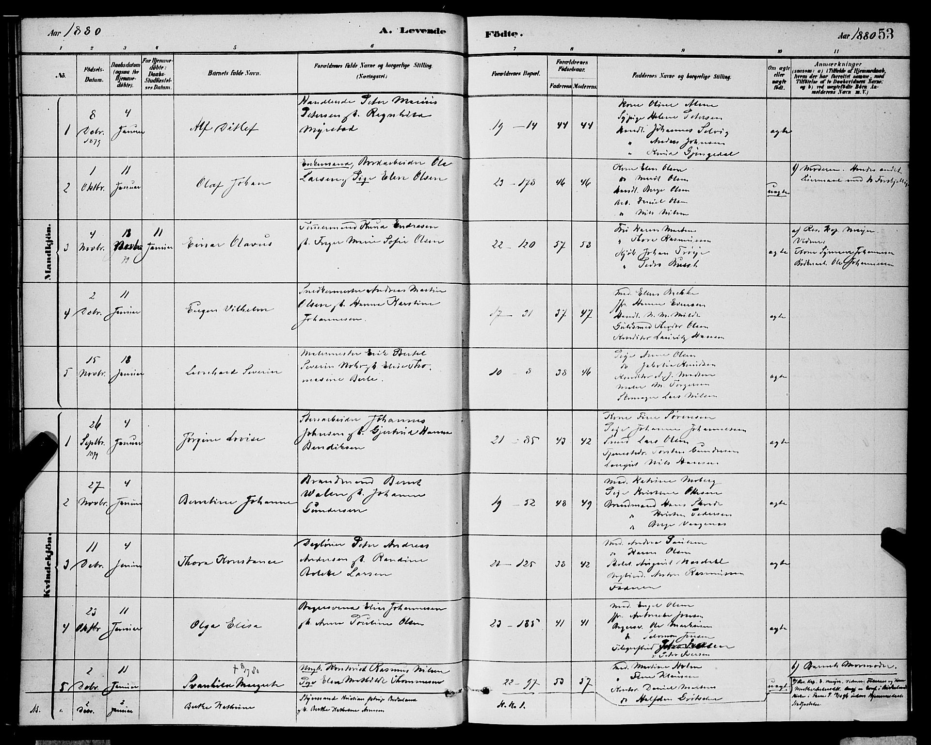 Korskirken sokneprestembete, AV/SAB-A-76101/H/Hab: Parish register (copy) no. B 8, 1878-1887, p. 53