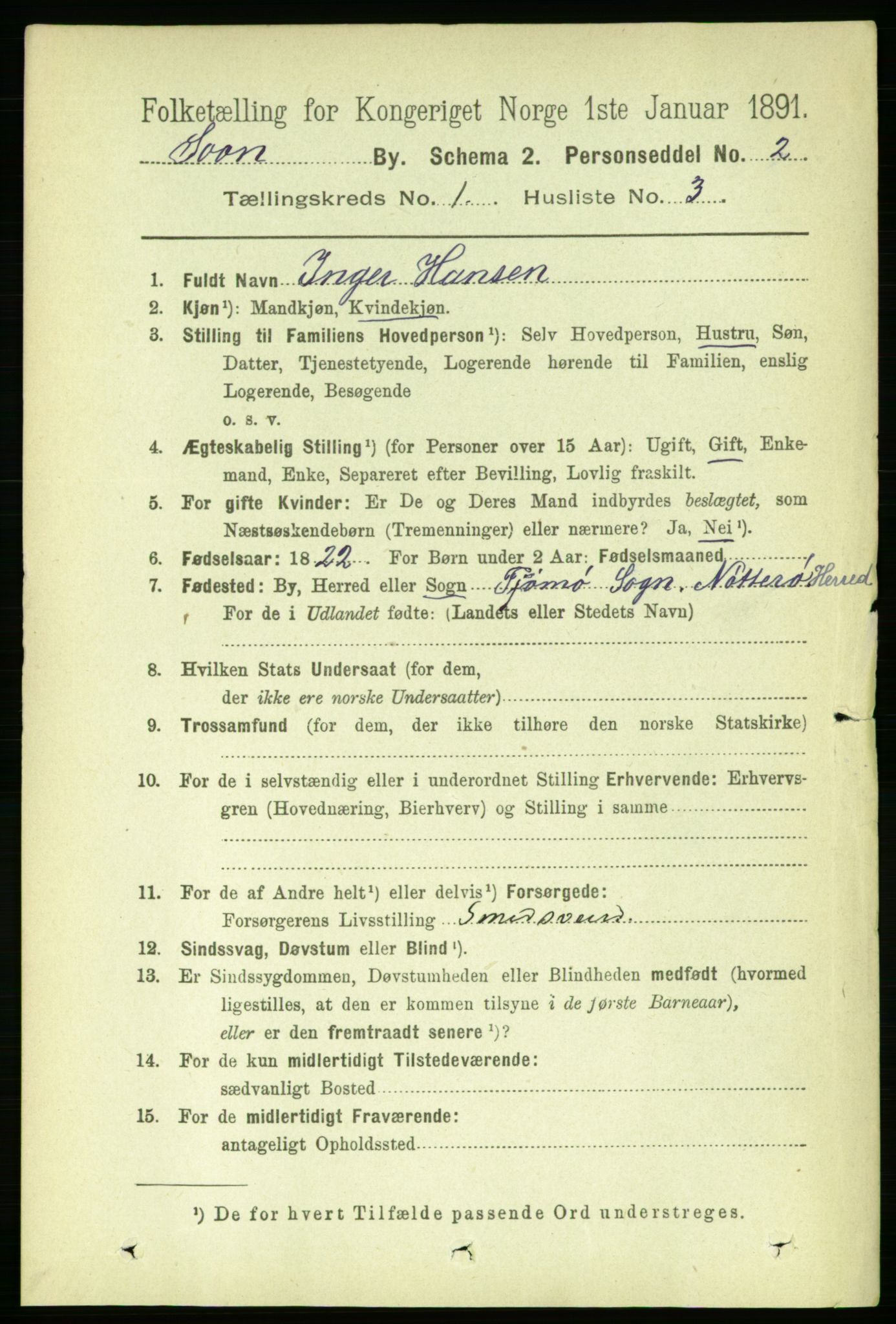 RA, 1891 census for 0201 Son, 1891, p. 26