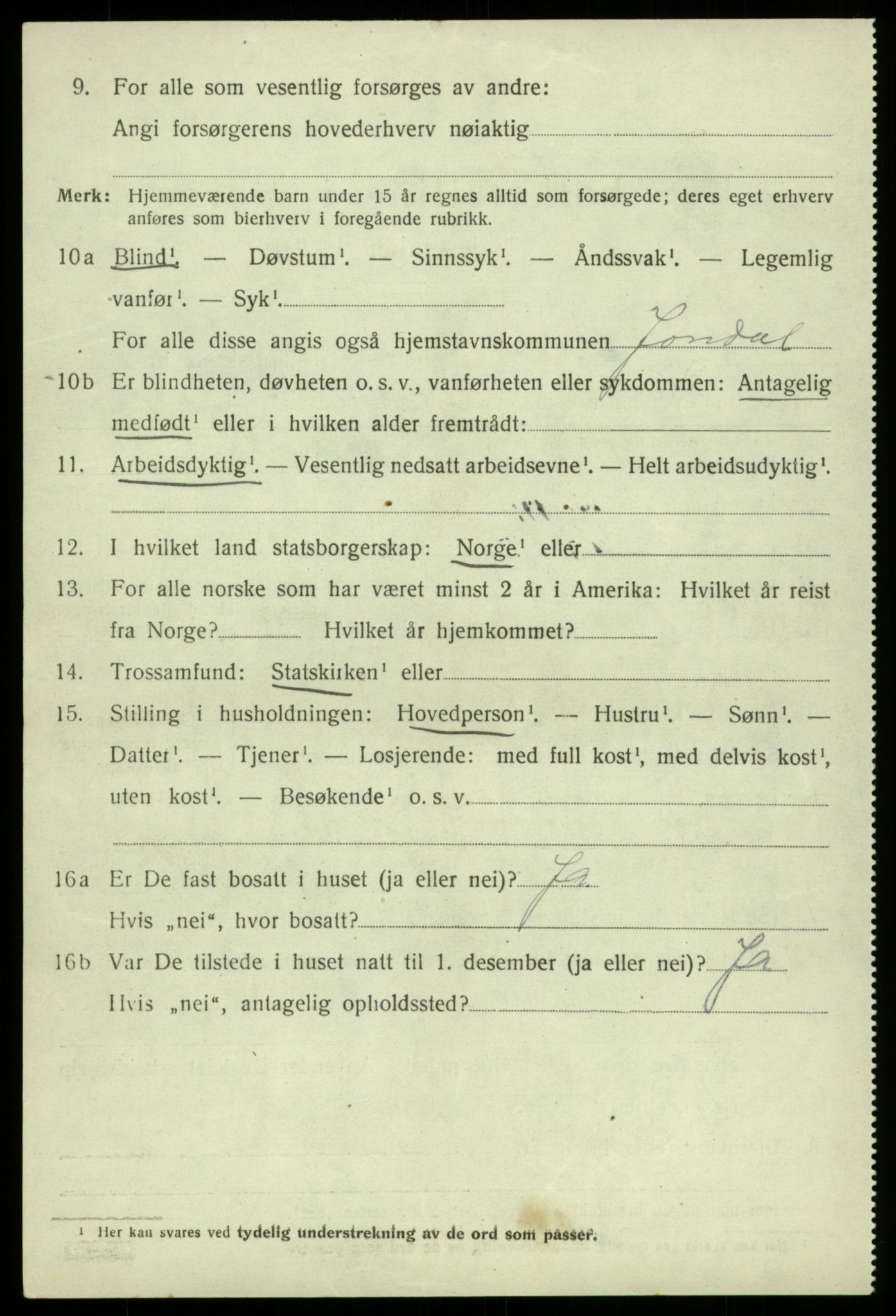 SAB, 1920 census for Jondal, 1920, p. 3751